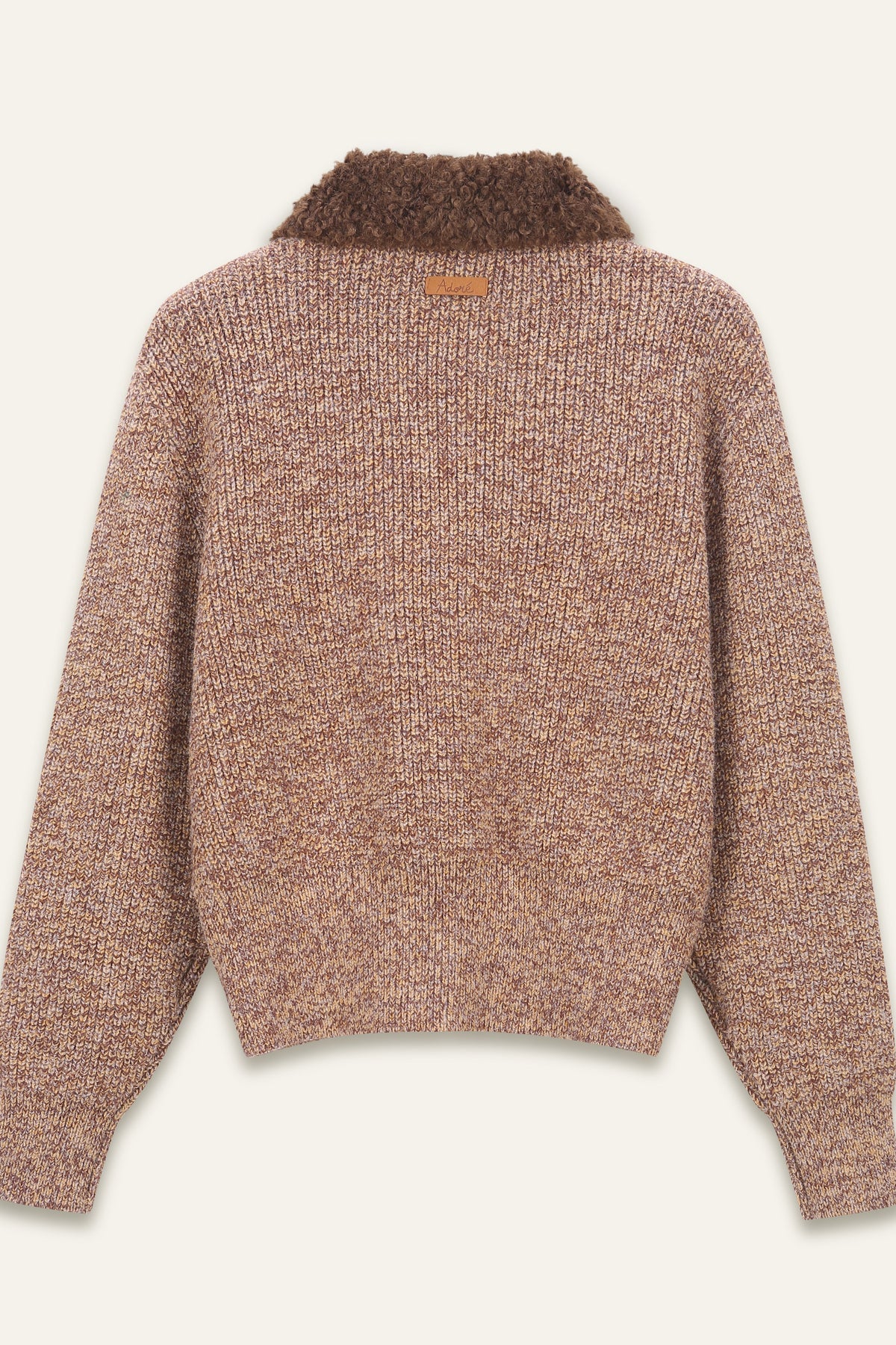 Cardigan en maille à col effet fourrure Benji - Chocolat