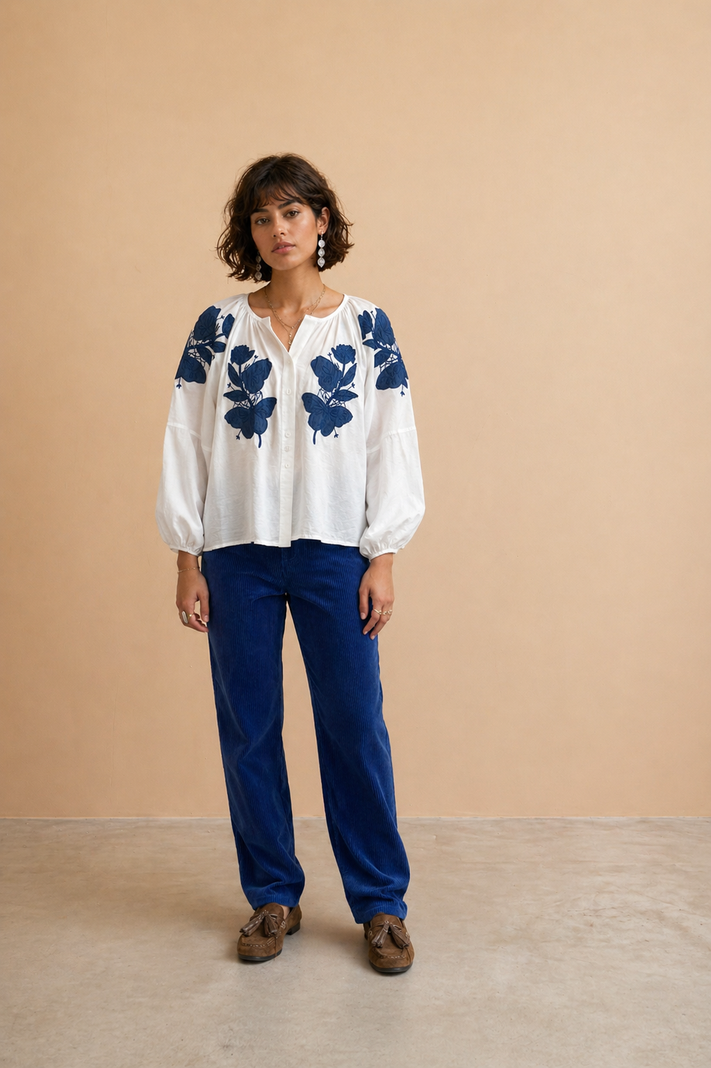 Blouse broderies Blora - Ecru