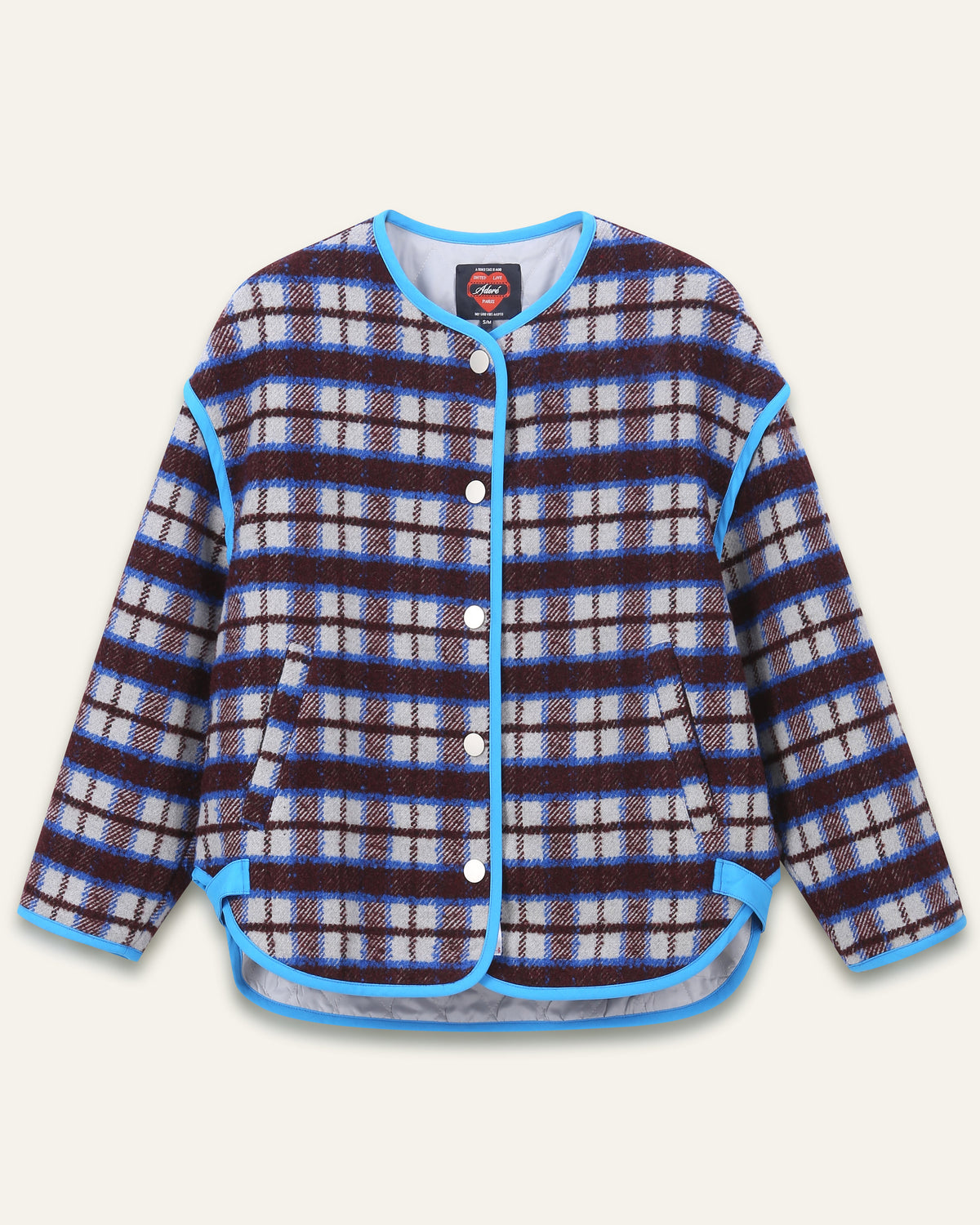 Veste rétro en laine Patricia - Carreaux gris et bordeaux