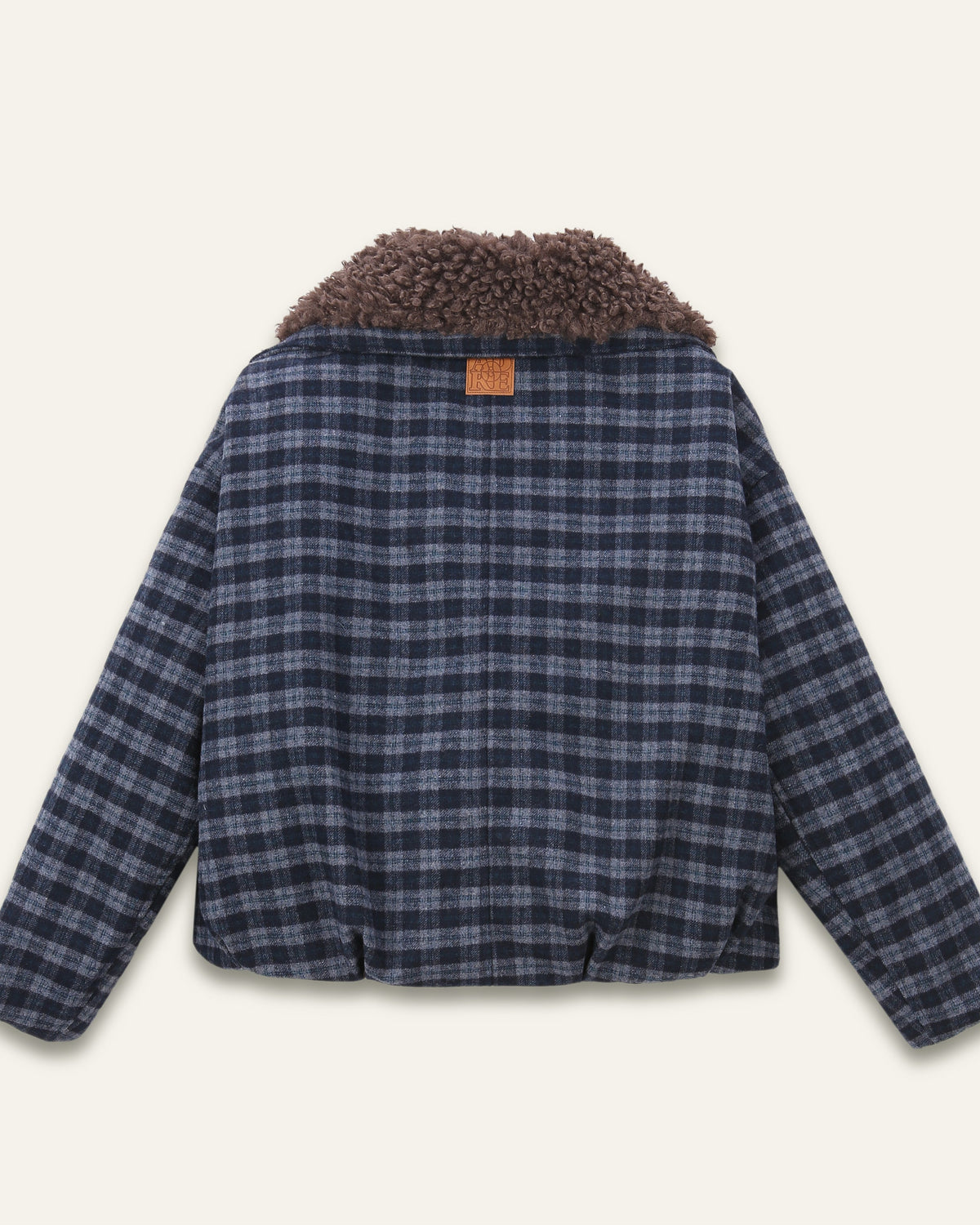 Veste laine col moumoute fourrure marron Aurelio - Carreaux Bleus