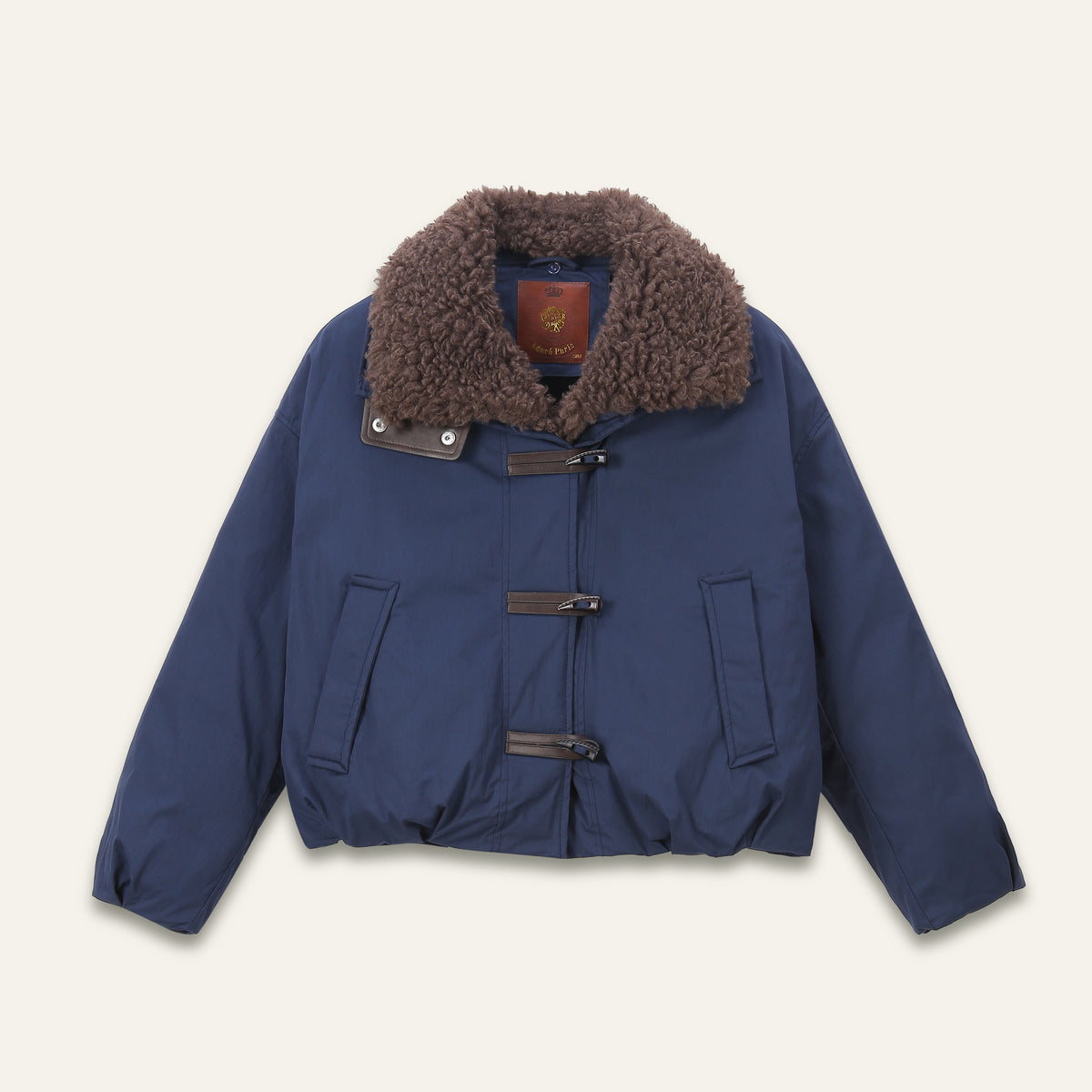 Bomber en laine col fausse fourrure Aurelio - Marine