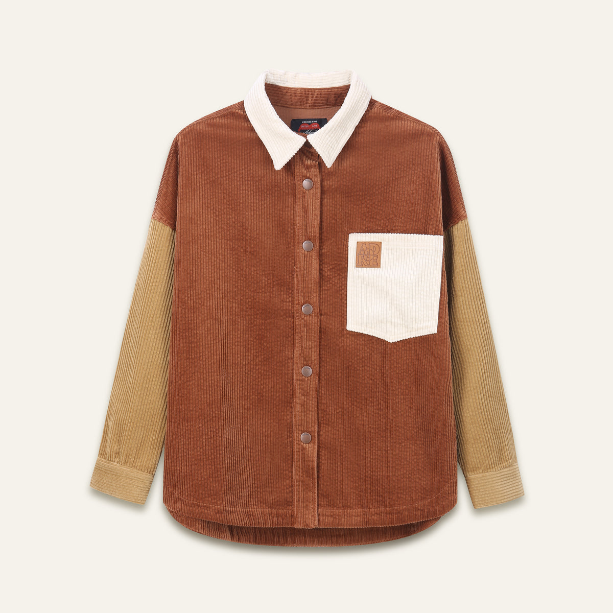 Surchemise bicolore avec grande poche blanche Bertie - Camel