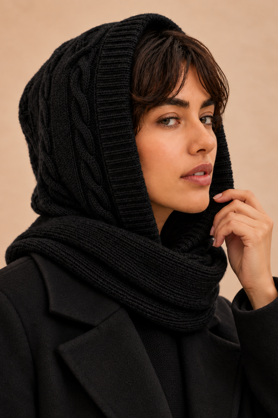 Cagoule en maille Augusta - Noir