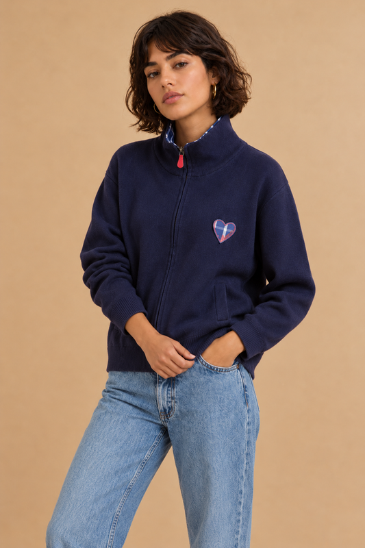 Sweat zippé avec un cœur Benicia - Marine