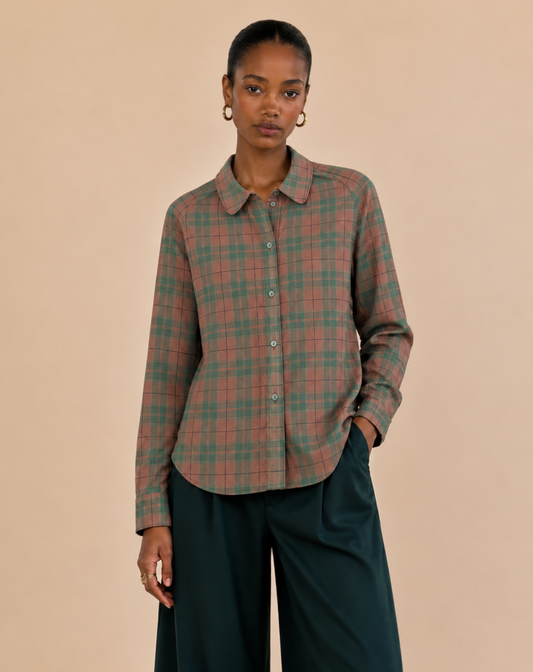 Chemise Bora - Carreaux choco et vert