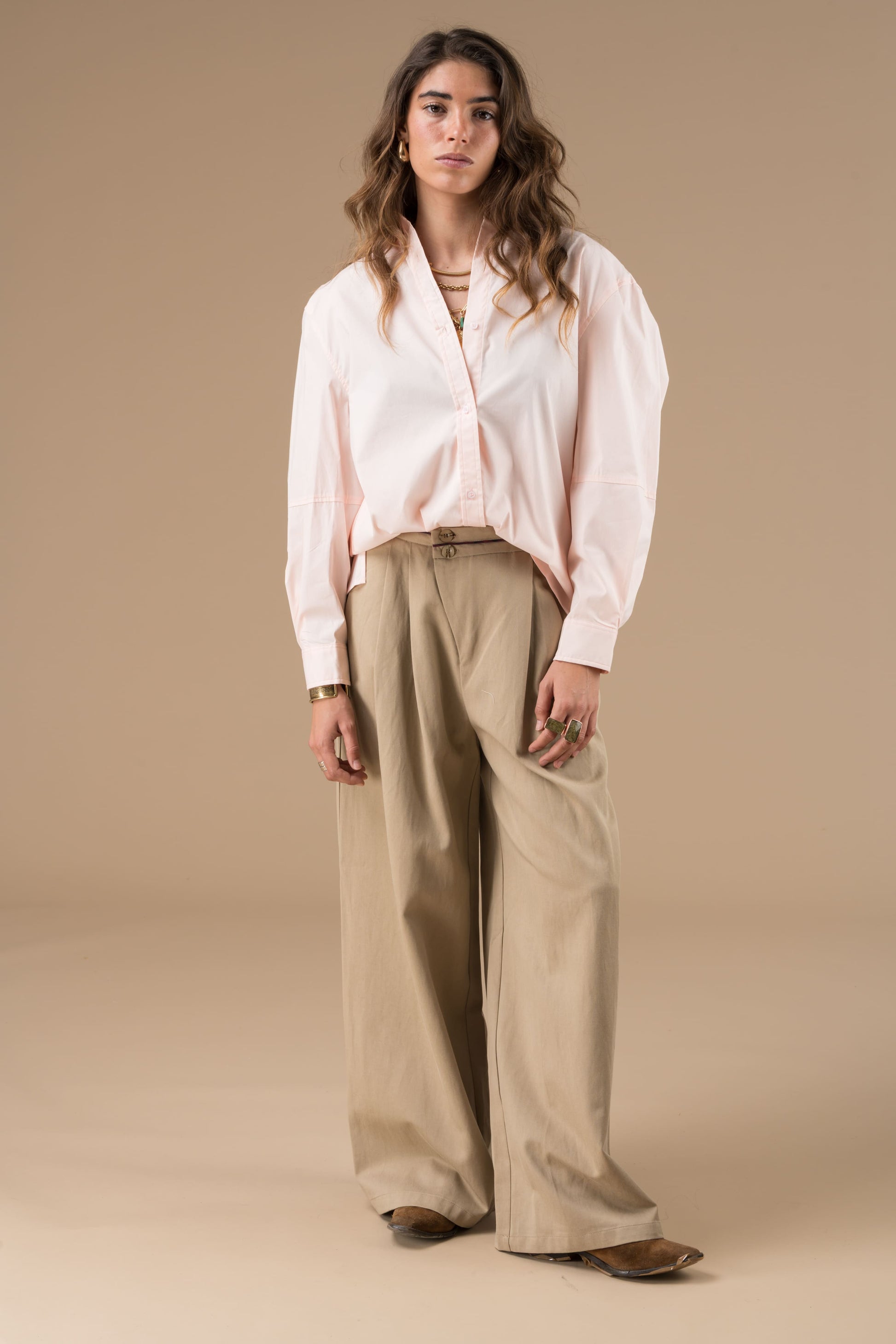 Chemise Daria Rose Pâle à manches longues