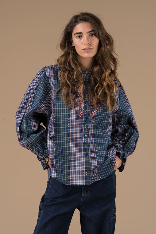 Chemise Kimber Carreaux Bleus et Bordeaux