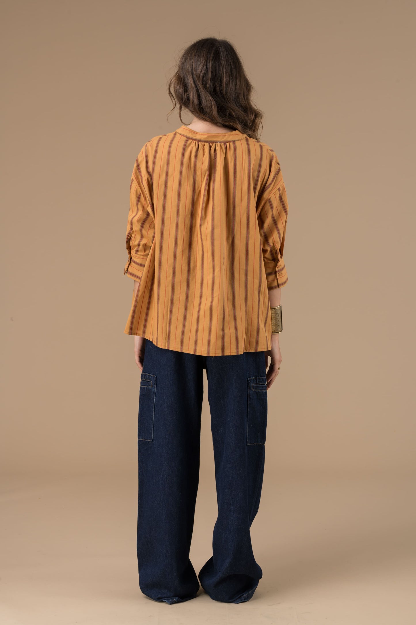 Blouse Cyrielle Rayures Camel et rouge