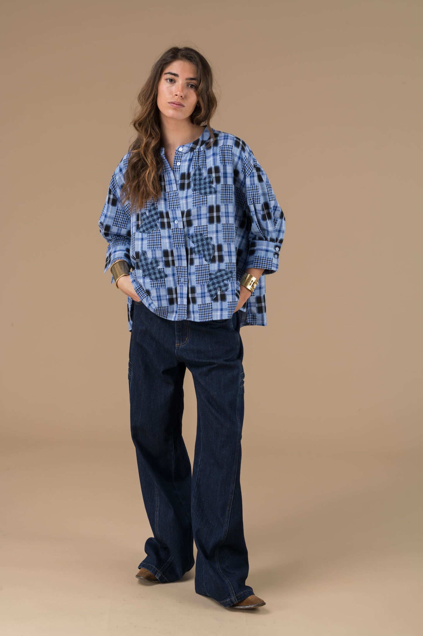 Blouse Cyrielle Patchwork bleus