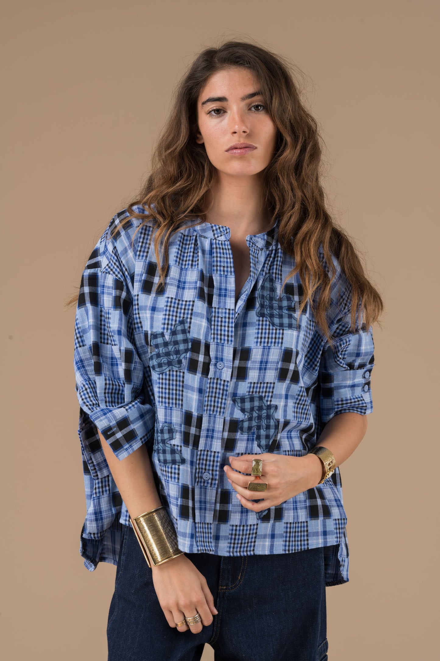 Blouse Cyrielle Patchwork bleus