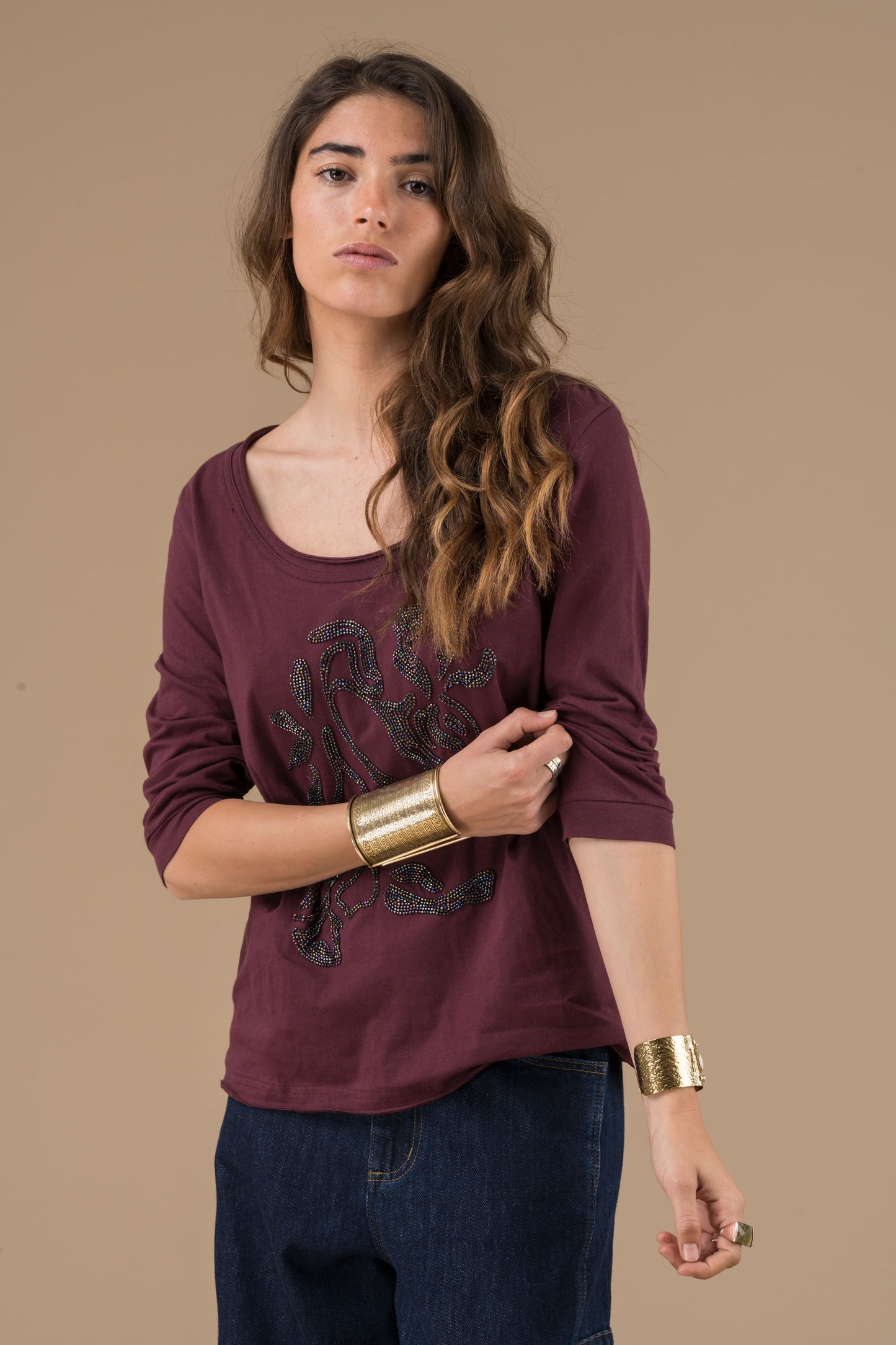 T-shirt Albane Bordeaux manches courte