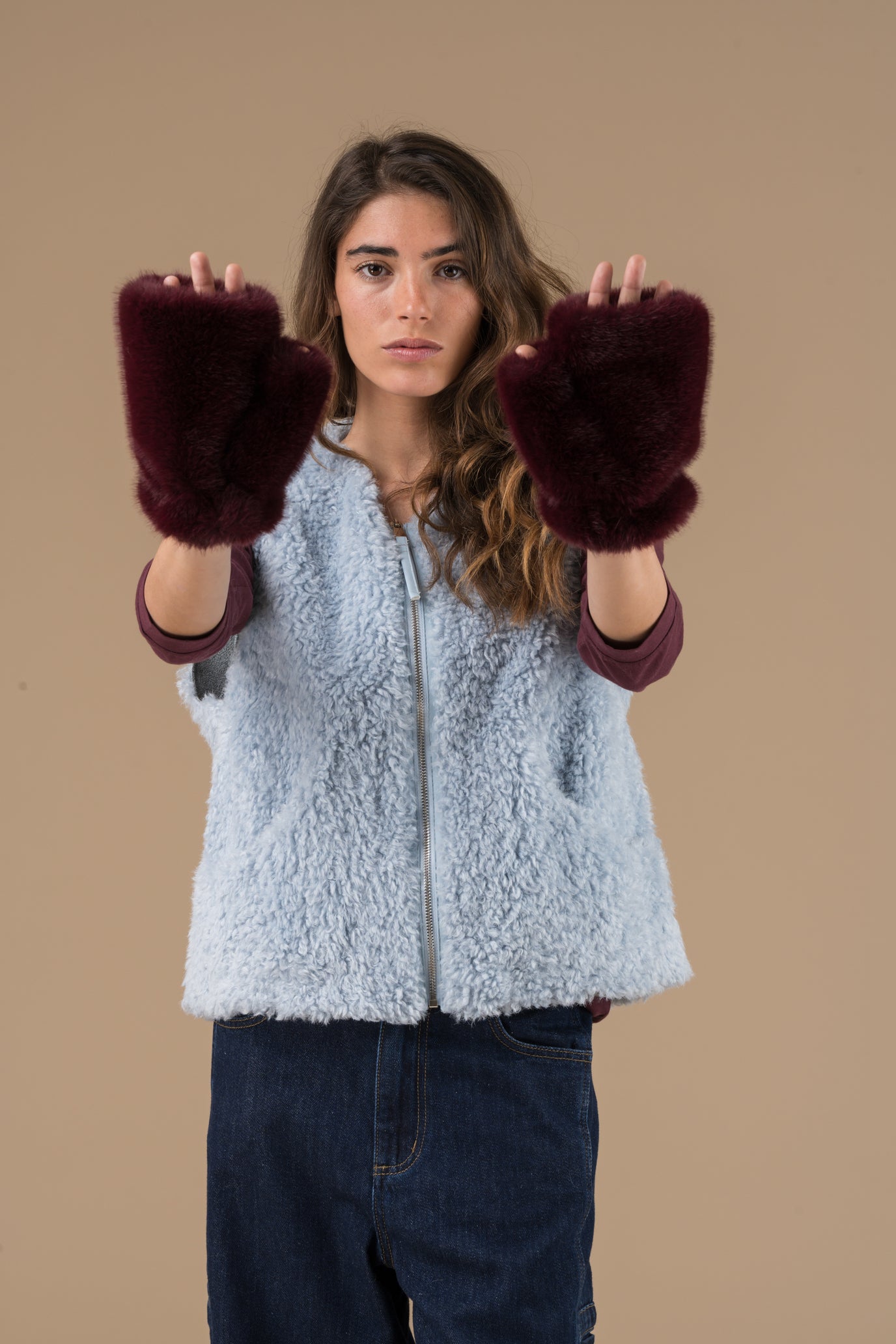 mitaines Bimba en fausse fourrure douce