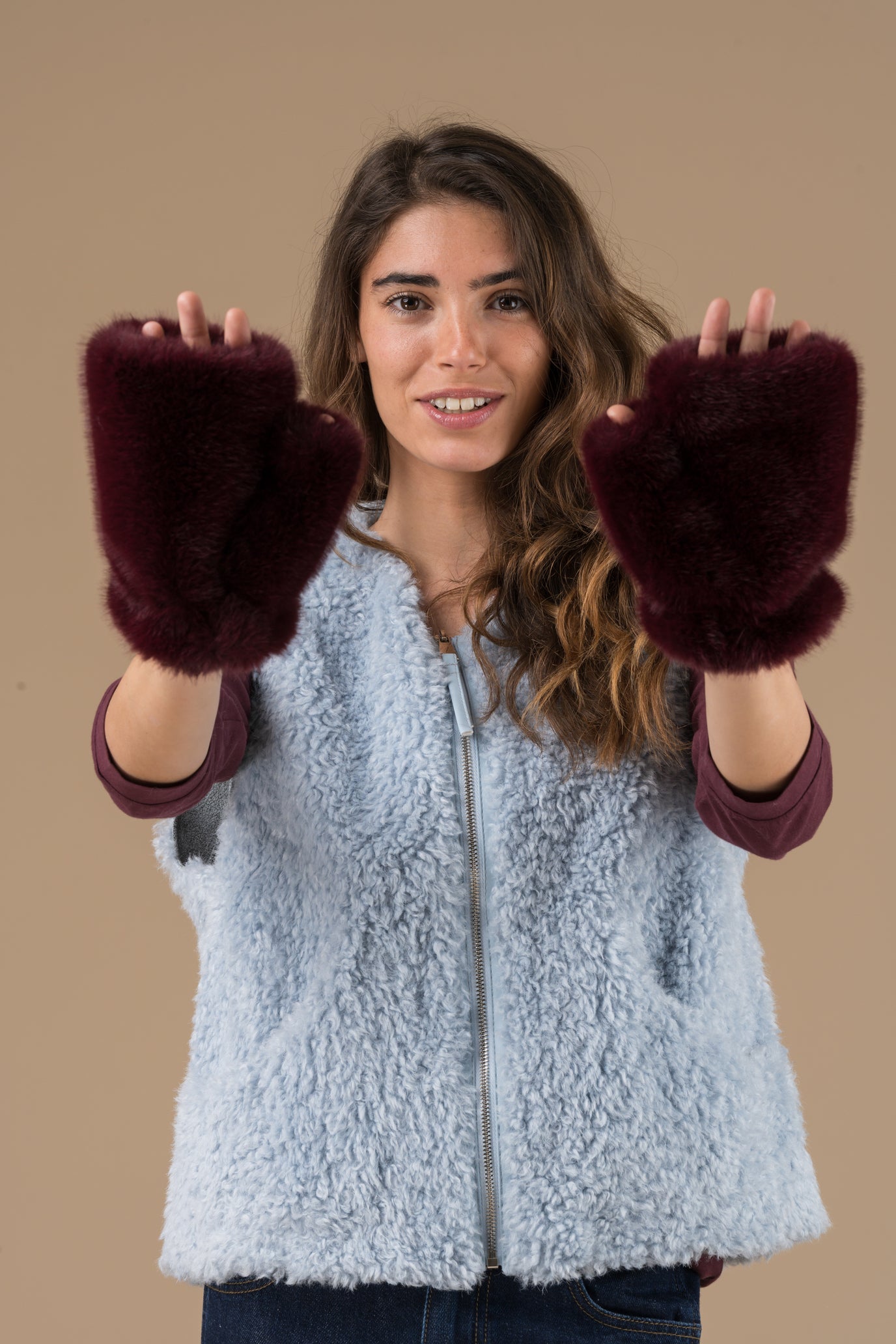 mitaines Bimba en fausse fourrure douce