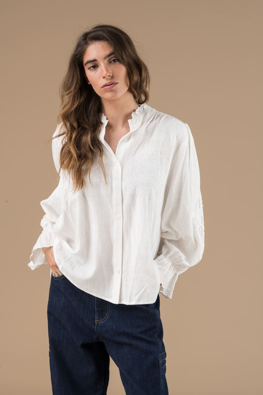 Chemise Kimber Ecru manches longues