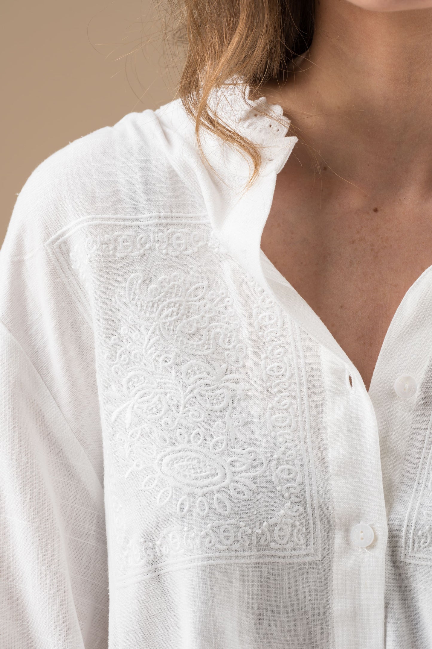 Chemise Kimber Ecru manches longues