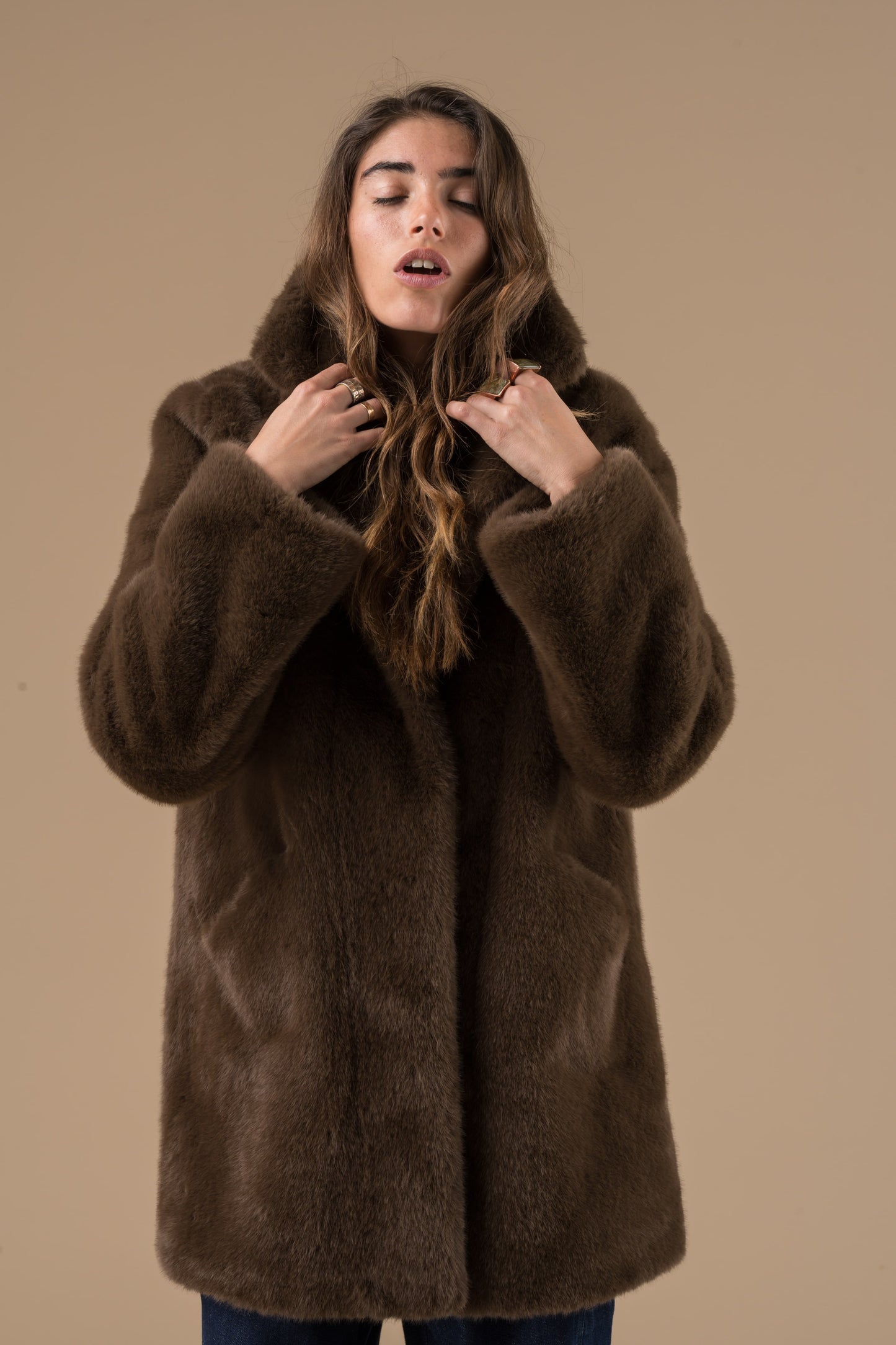 Manteau Tatiana fourrure et col tailleur