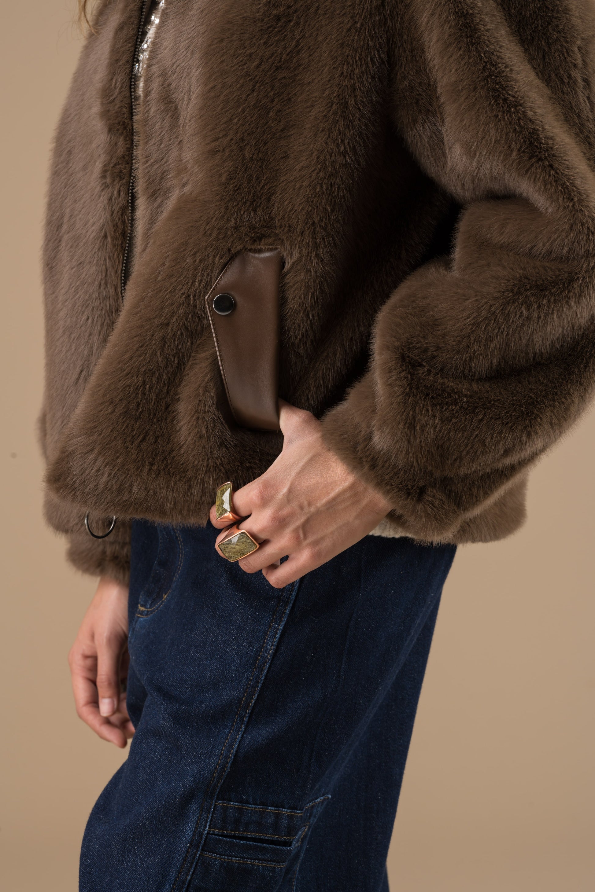 Manteau Natacha en fourrure façon velours