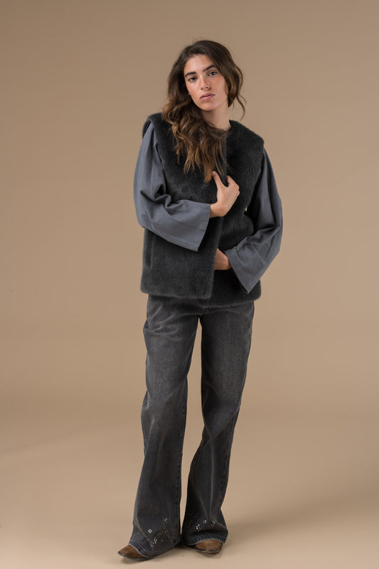 Pantalon Penny noir coupe droite avec détails cloutés