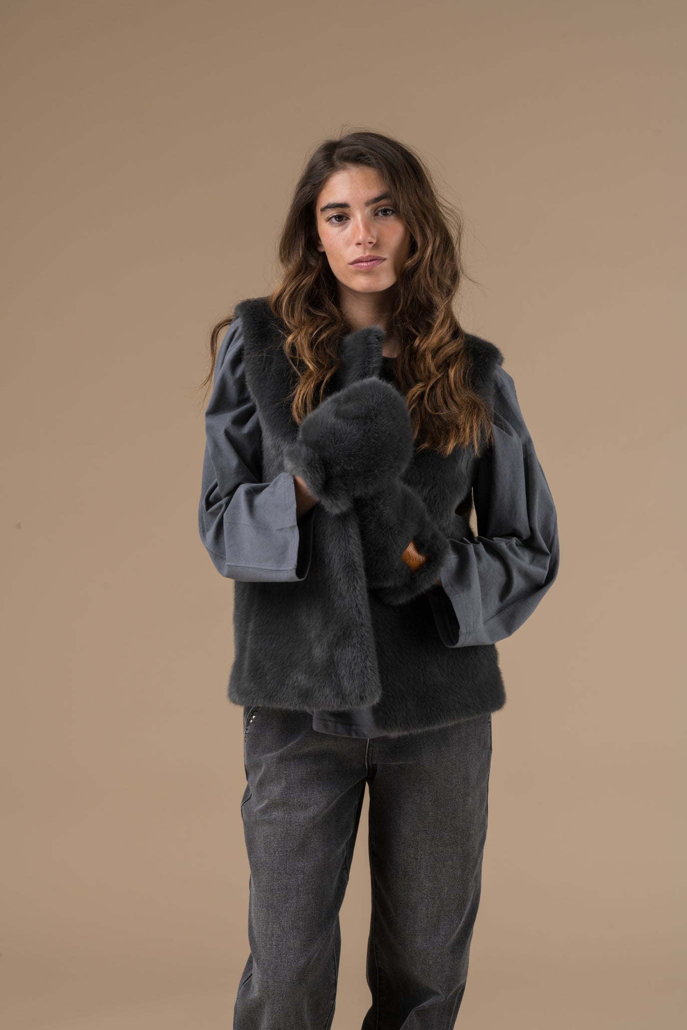 mitaines Bimba en fausse fourrure douce