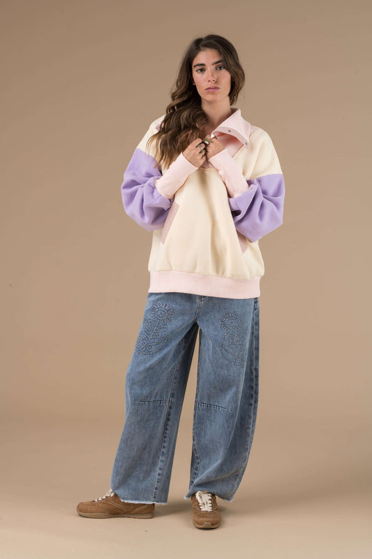 Pantalon Timothe fluide taille haute denim