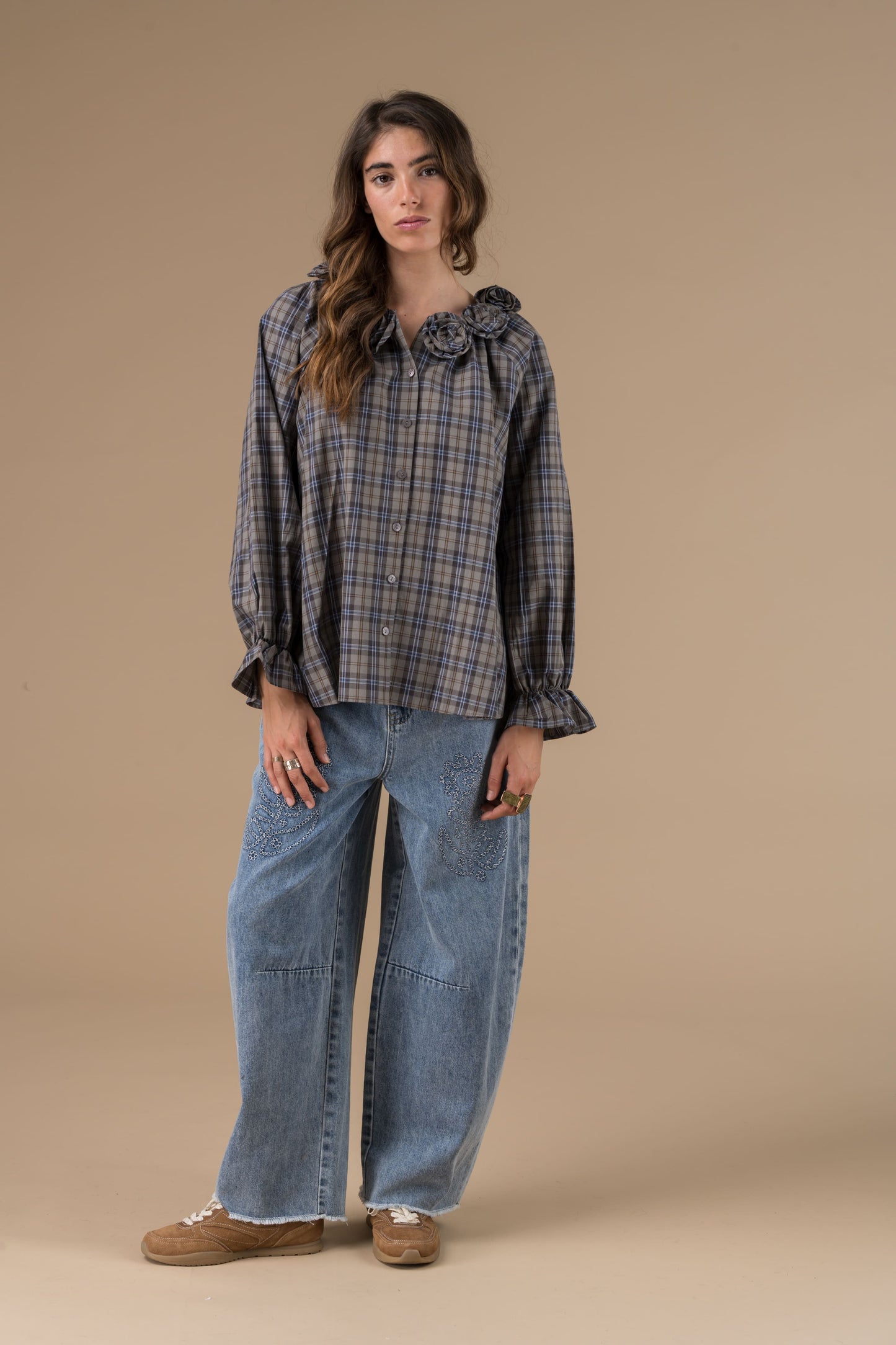 Blouse Amaryllis Carreaux bleus