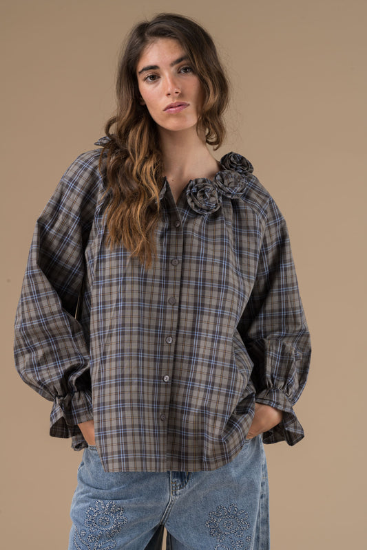 Blouse Amaryllis Carreaux bleus