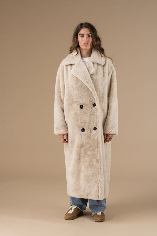 Manteau long Laouni en fausse fourrure