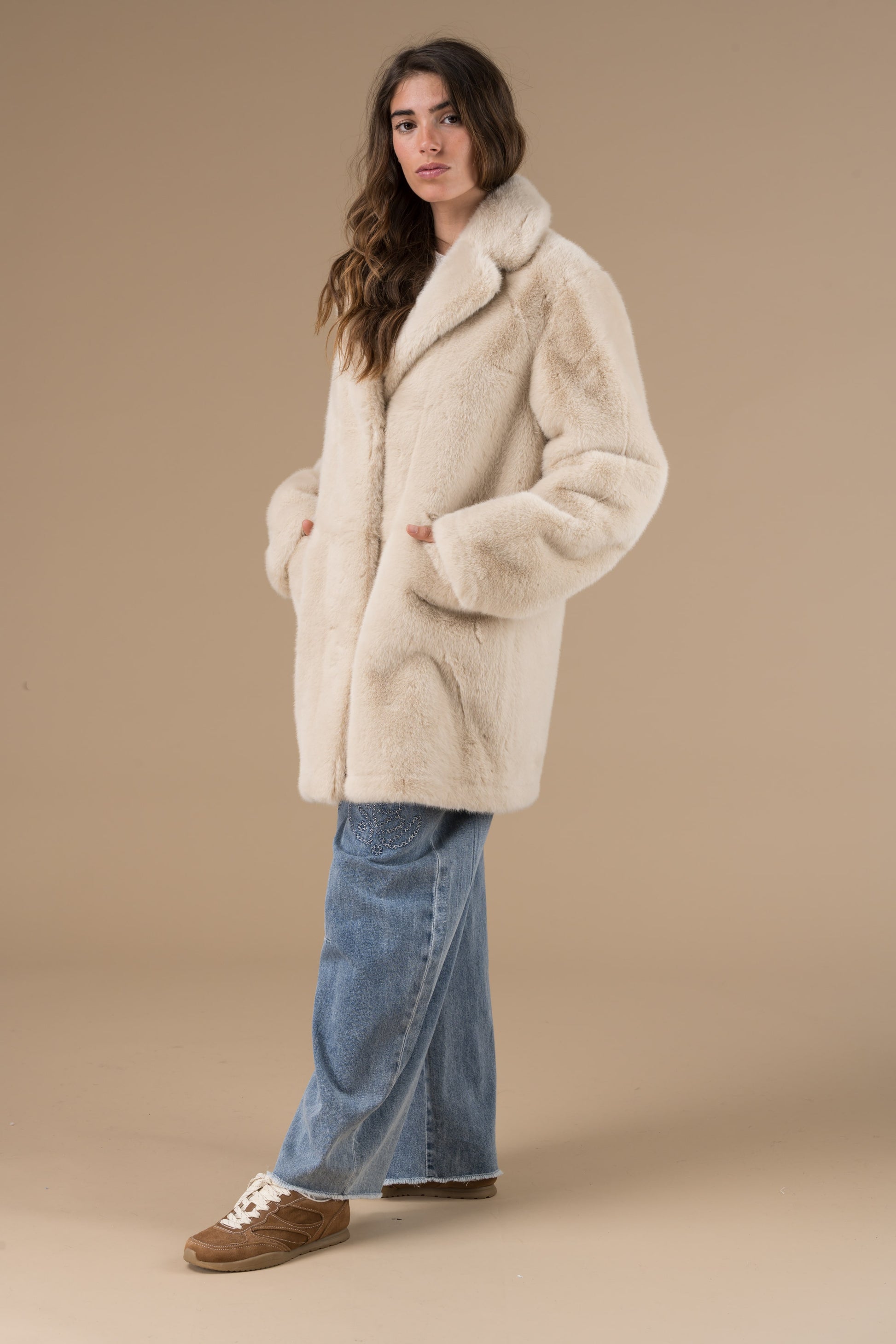 Manteau Tatiana fourrure et col tailleur