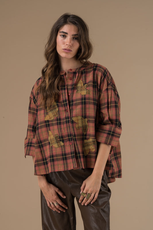 Blouse Cyrielle Rayures bordeaux et grise