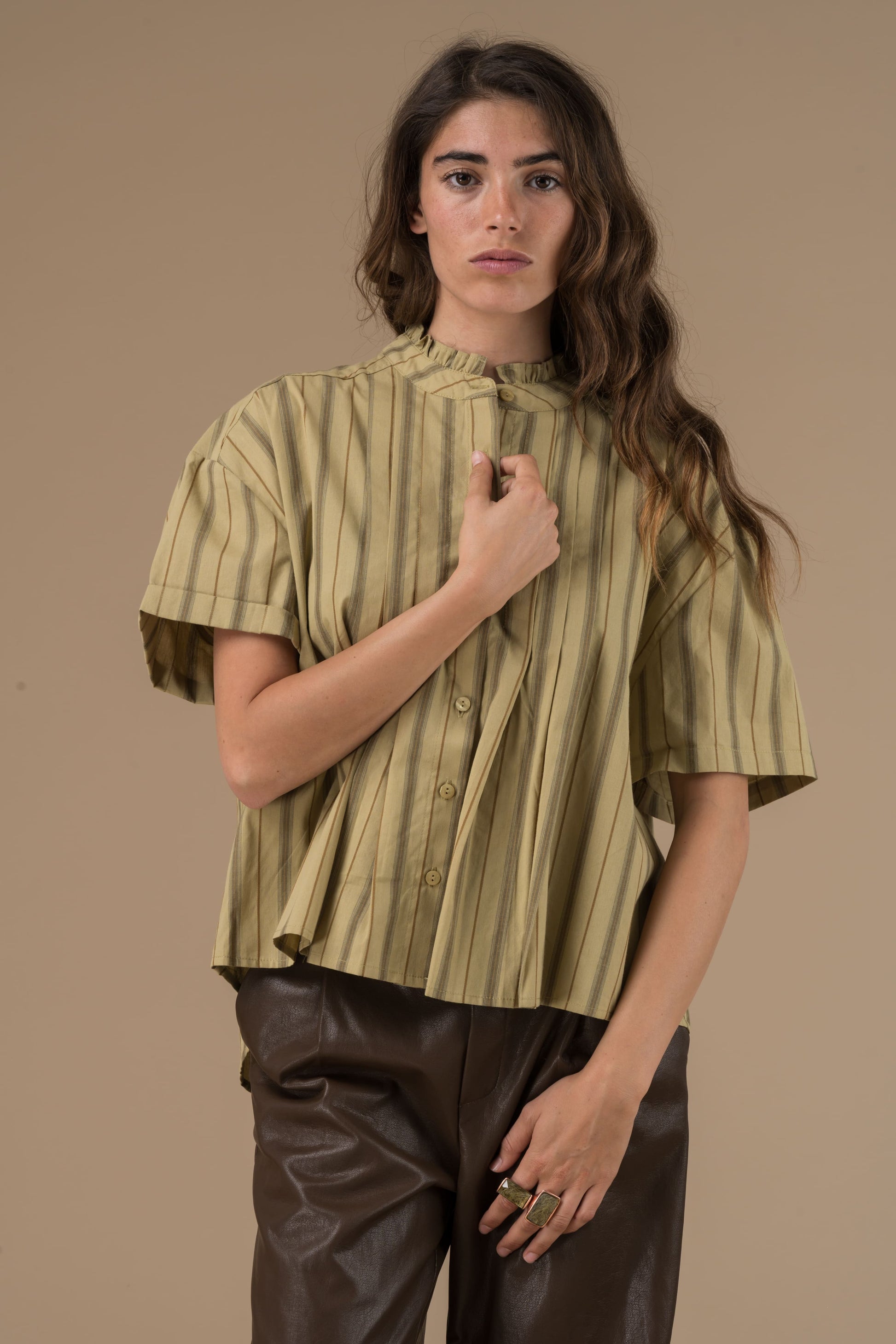 Chemise Jelena à Rayures Lichen