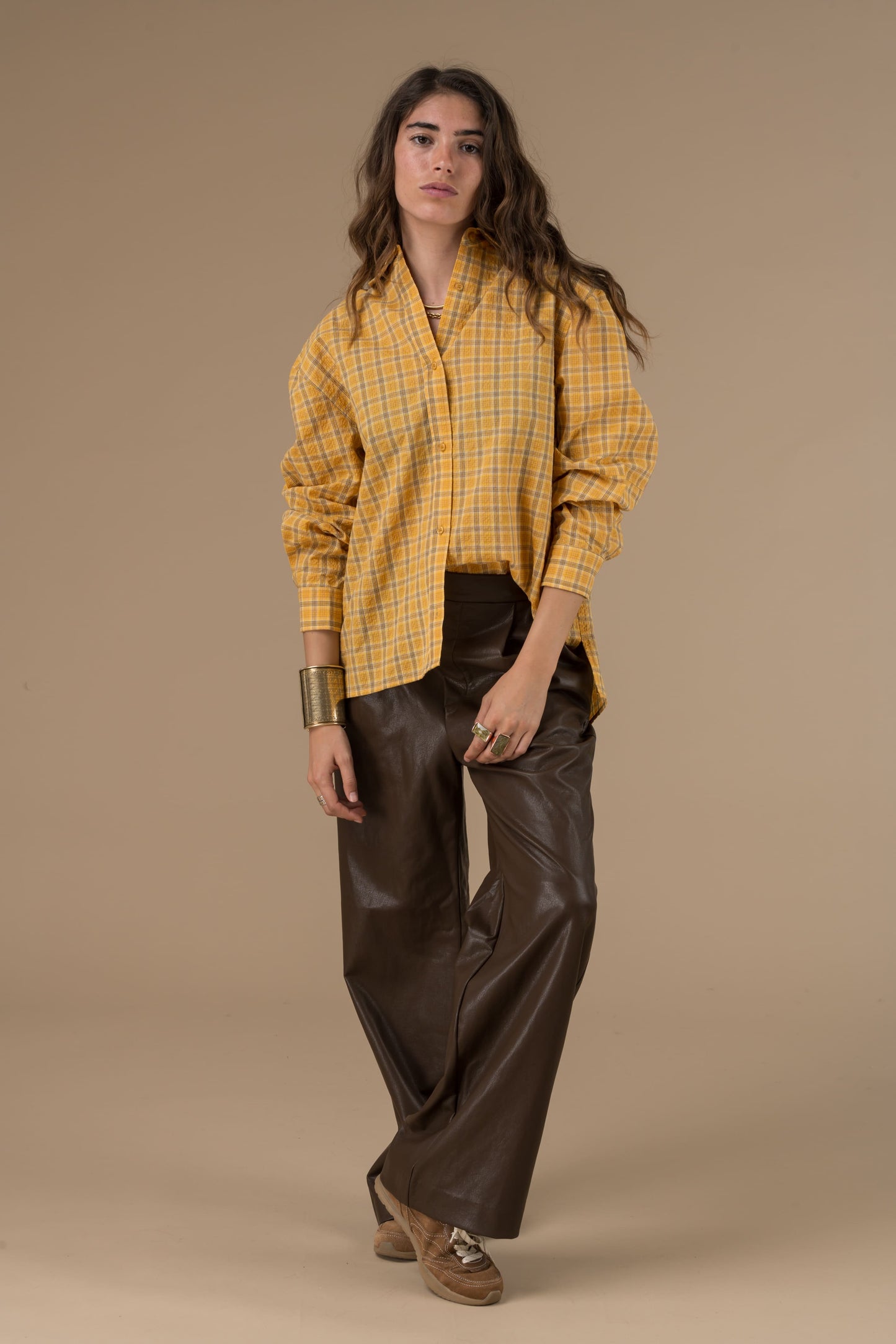 Chemise Daria Carreaux Moutarde