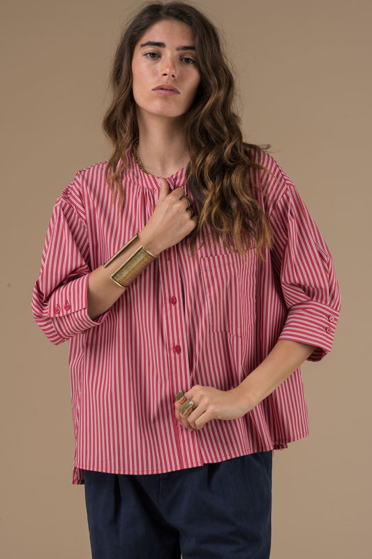 Blouse Cyrielle Rayures rouges