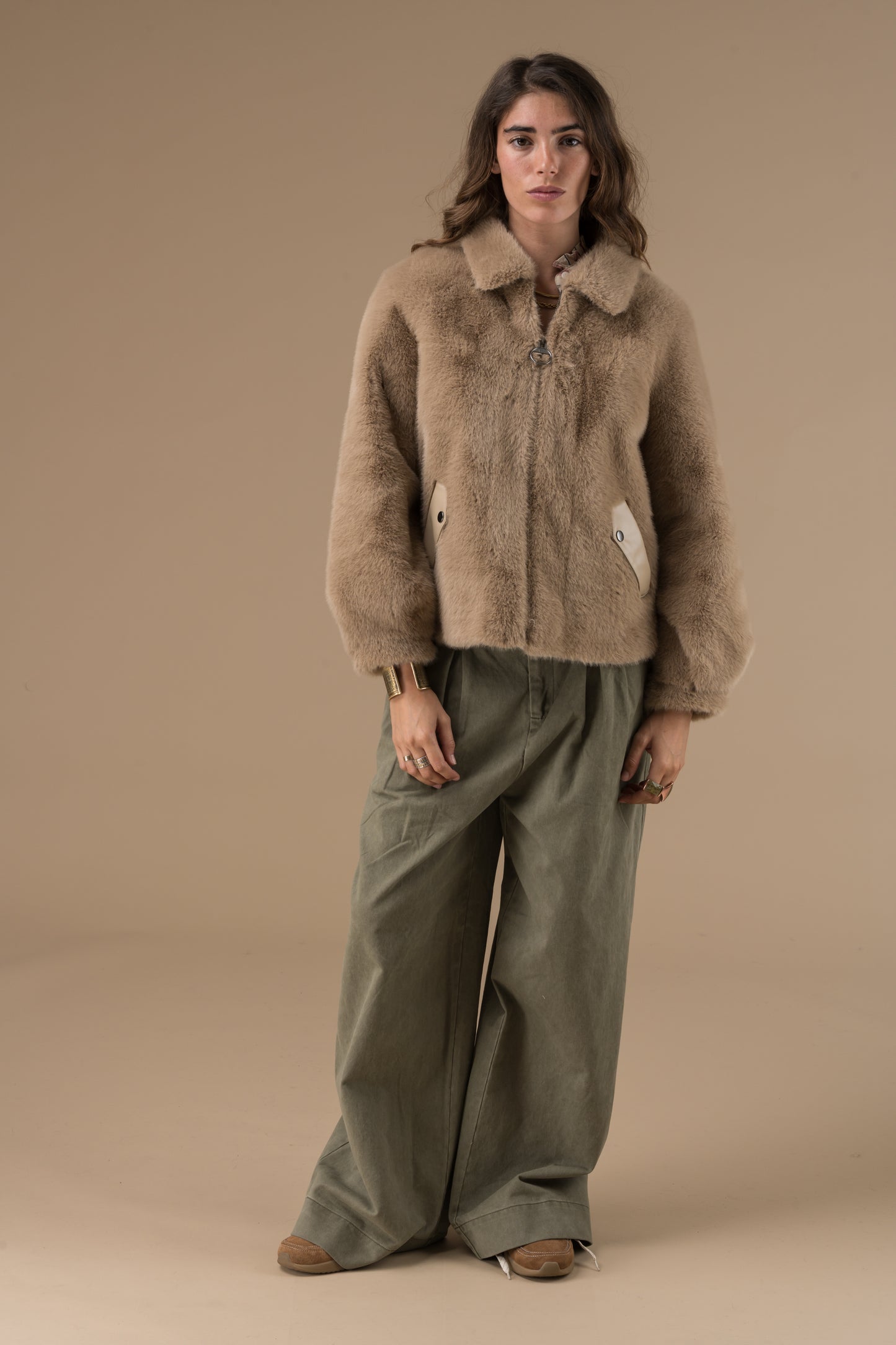 Manteau Natacha en fourrure façon velours