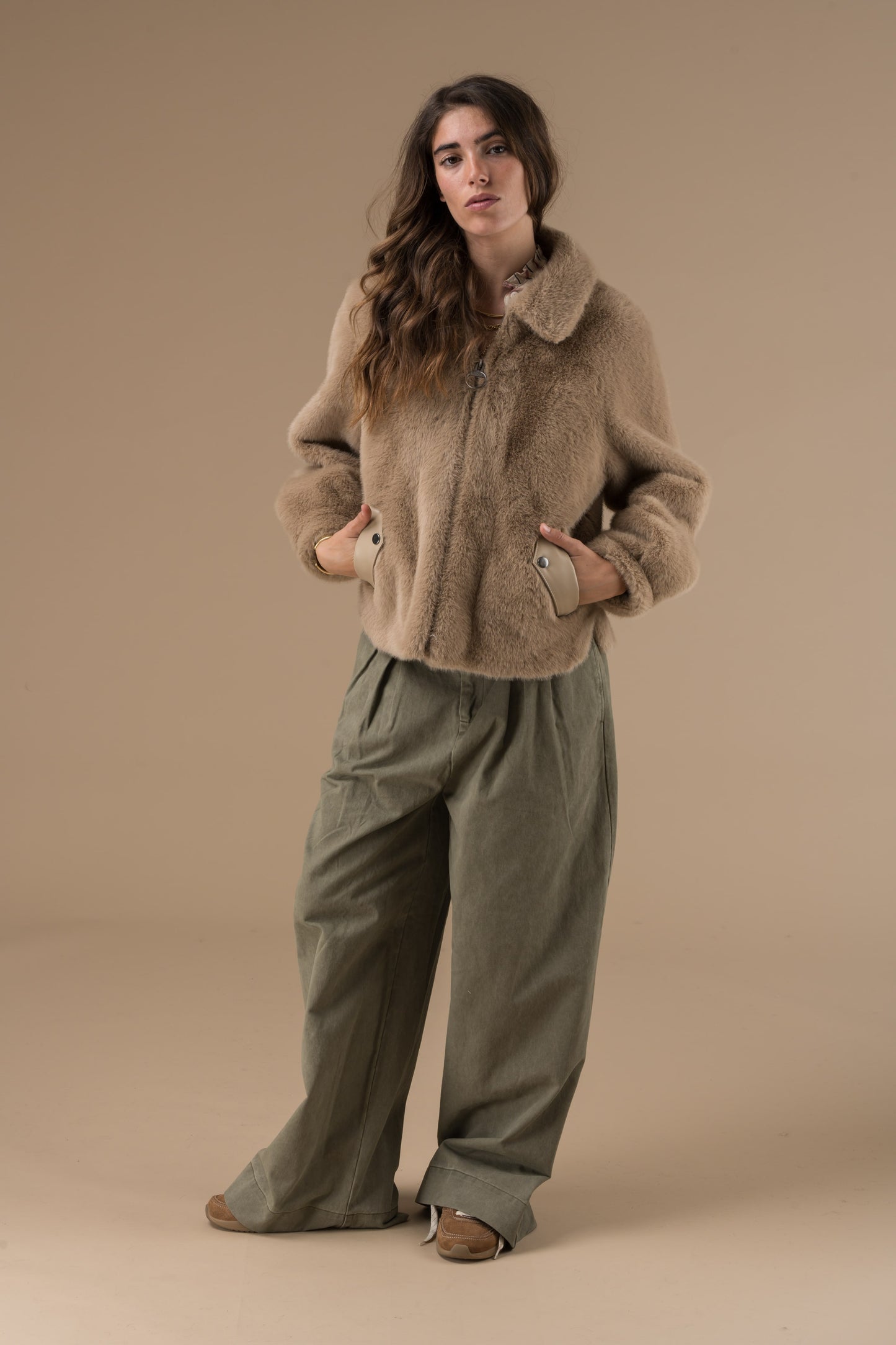 Manteau Natacha en fourrure façon velours