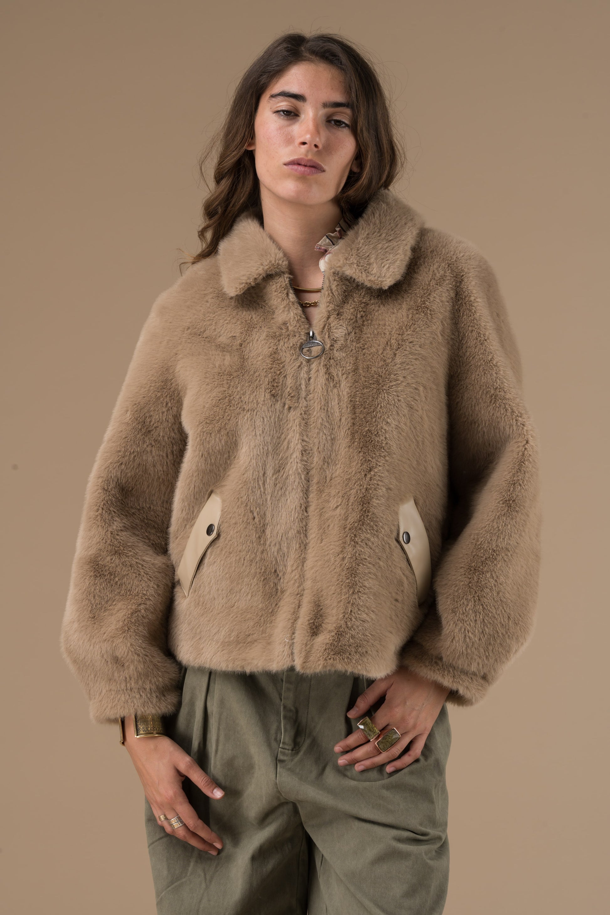 Manteau Natacha en fourrure façon velours