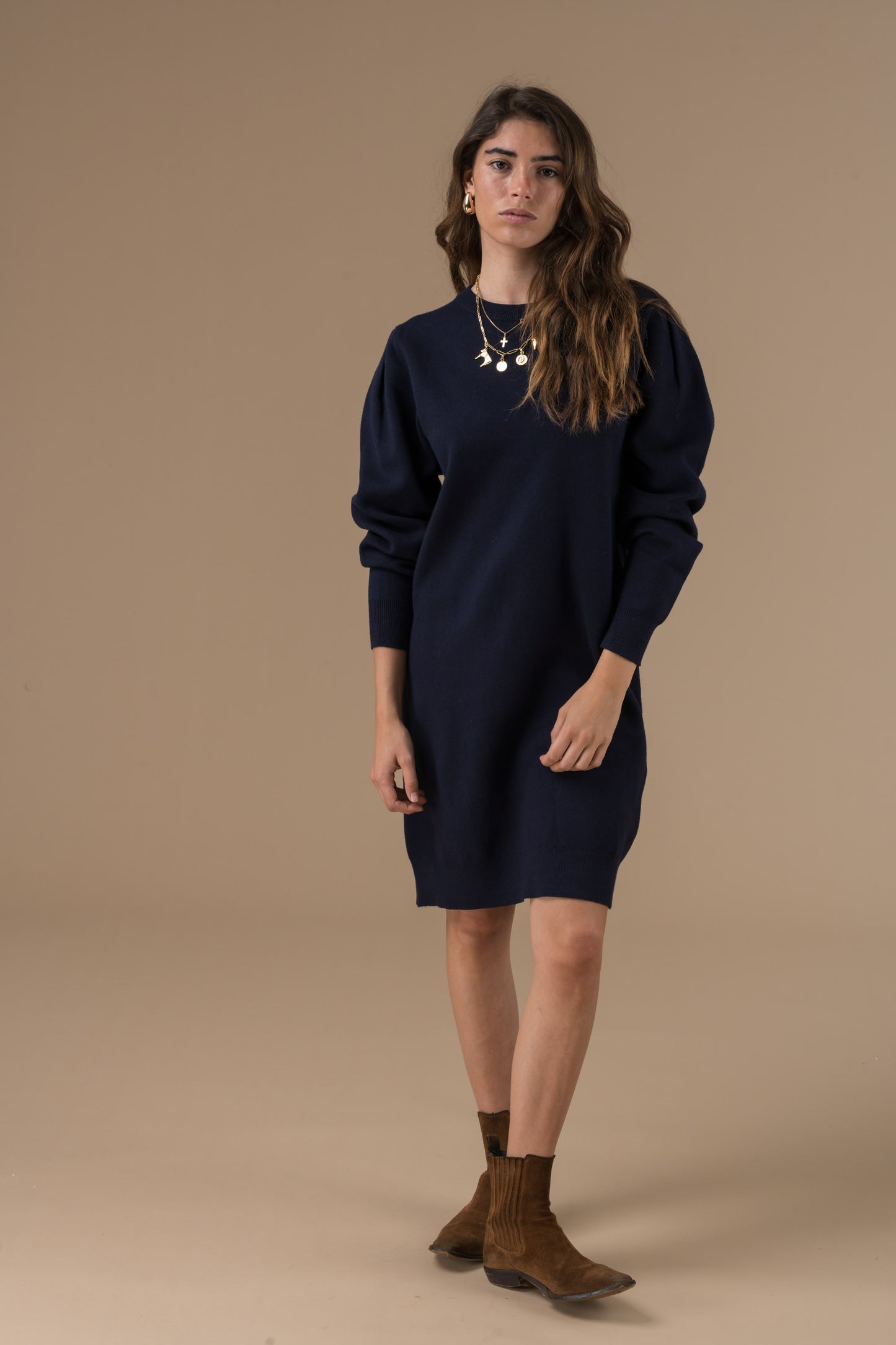 Robe Isilde en maille à manches longues
