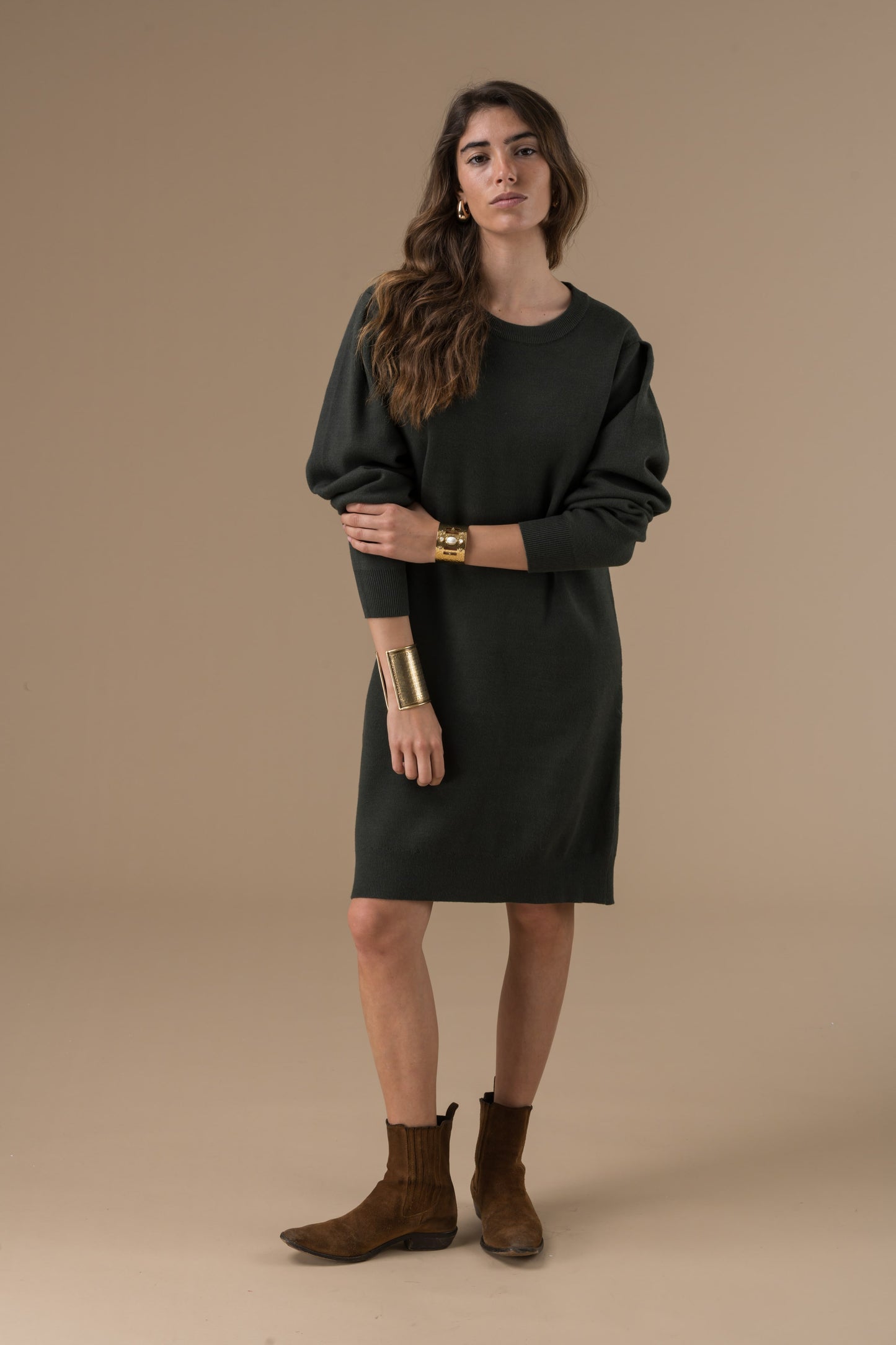 Robe Isilde en maille à manches longues