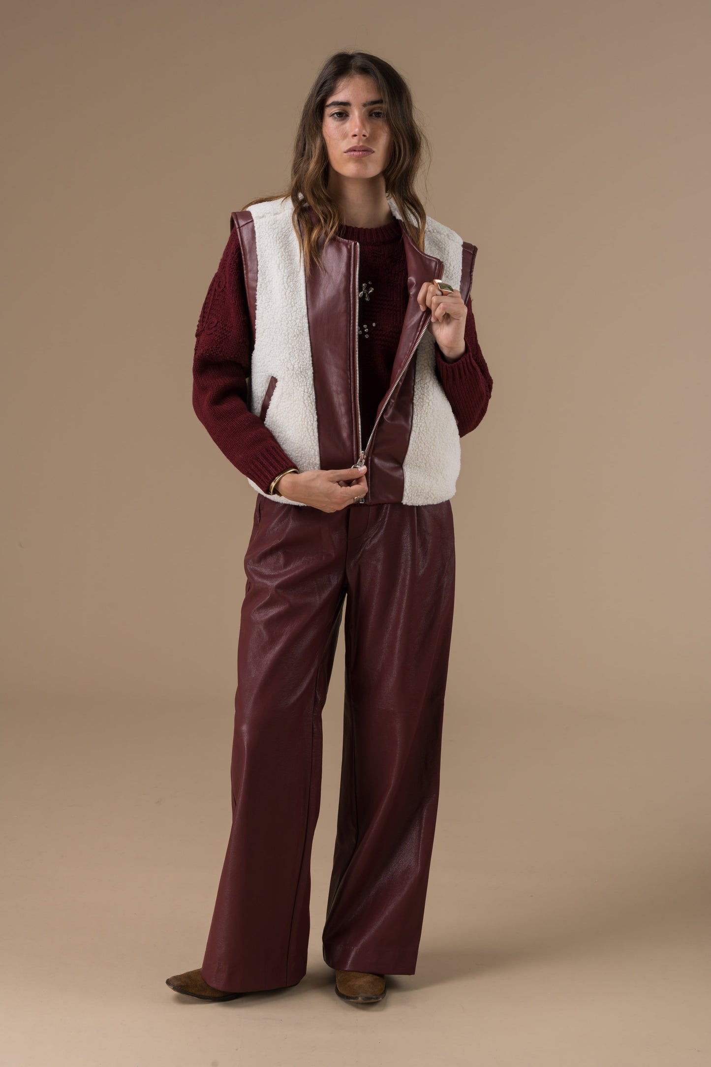 Pantalon Alyzee en simili cuir