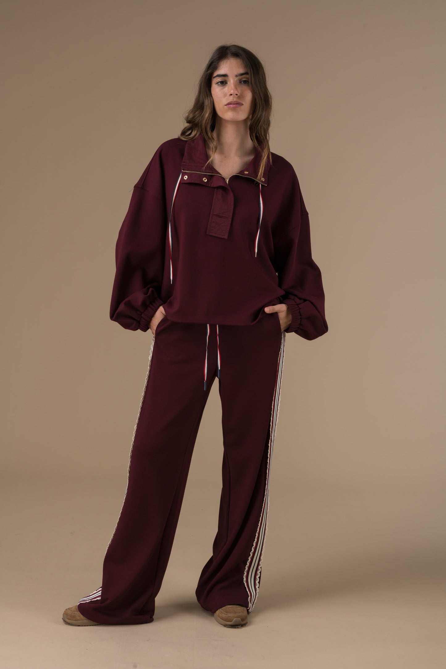 Pantalon Fran à bandes et ruban tricolore