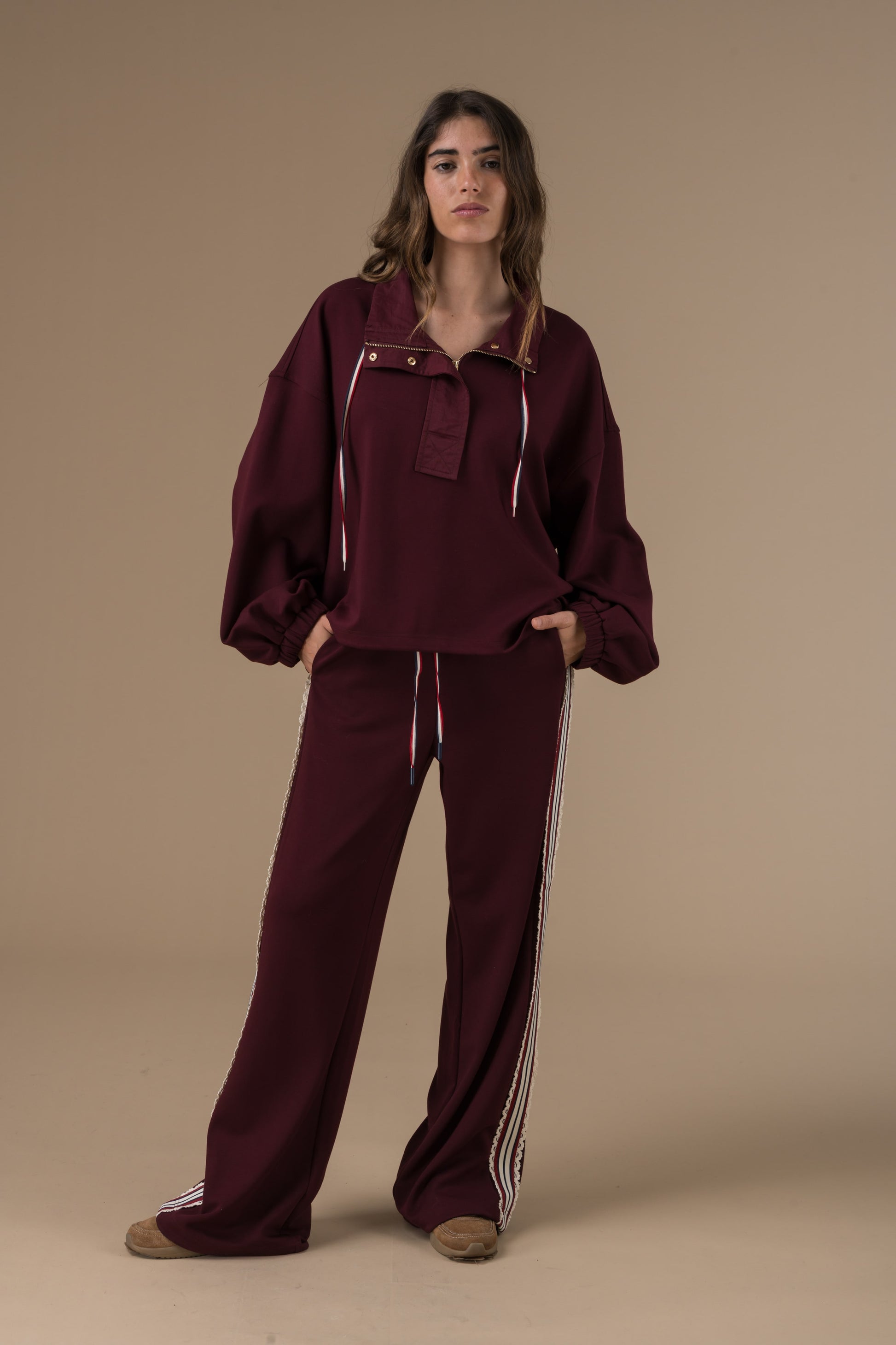 Pantalon Fran à bandes et ruban tricolore
