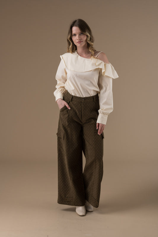 Pantalon Gaya imprimé à petits pois