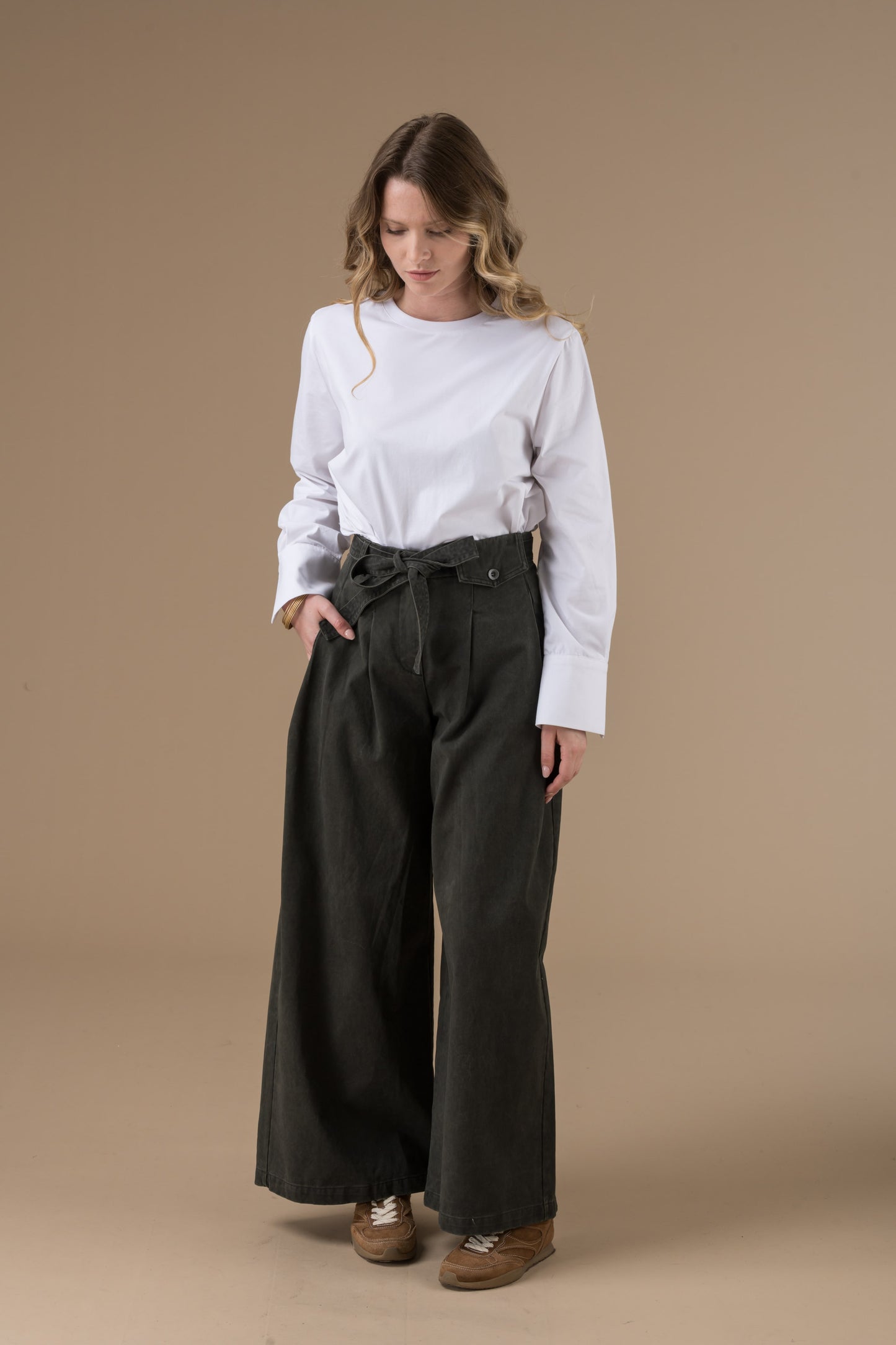 Pantalon Myriam taille haute en coton