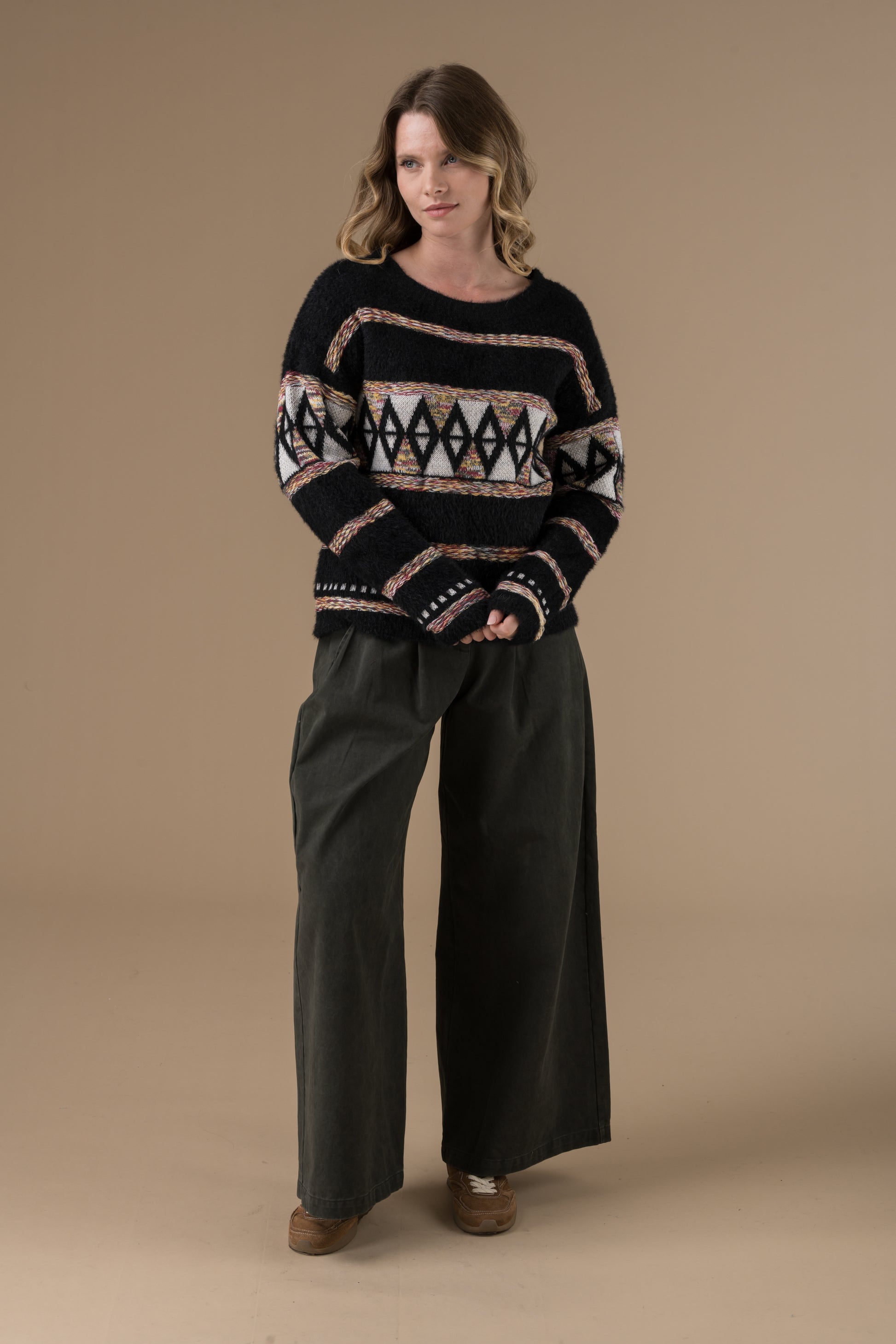 Pull Arsene manches longues à motif géométrique
