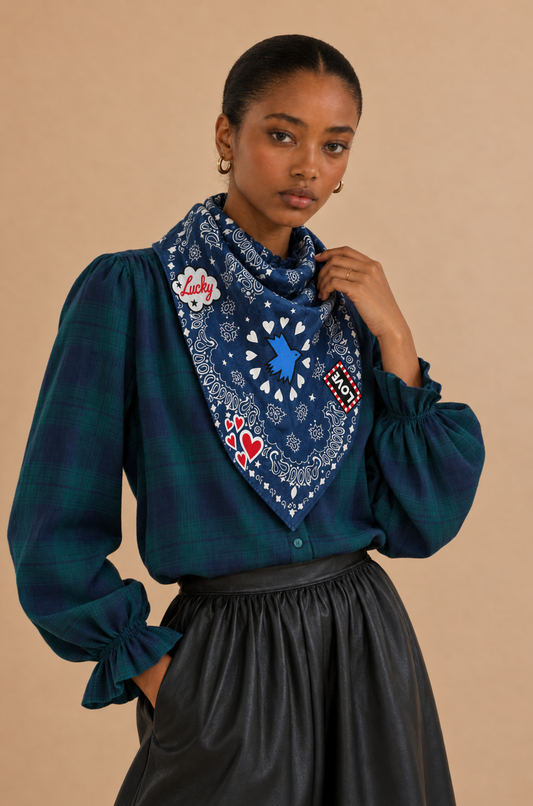 Foulard imprimé bandana bleu Lucky - Uni-Blue Crush