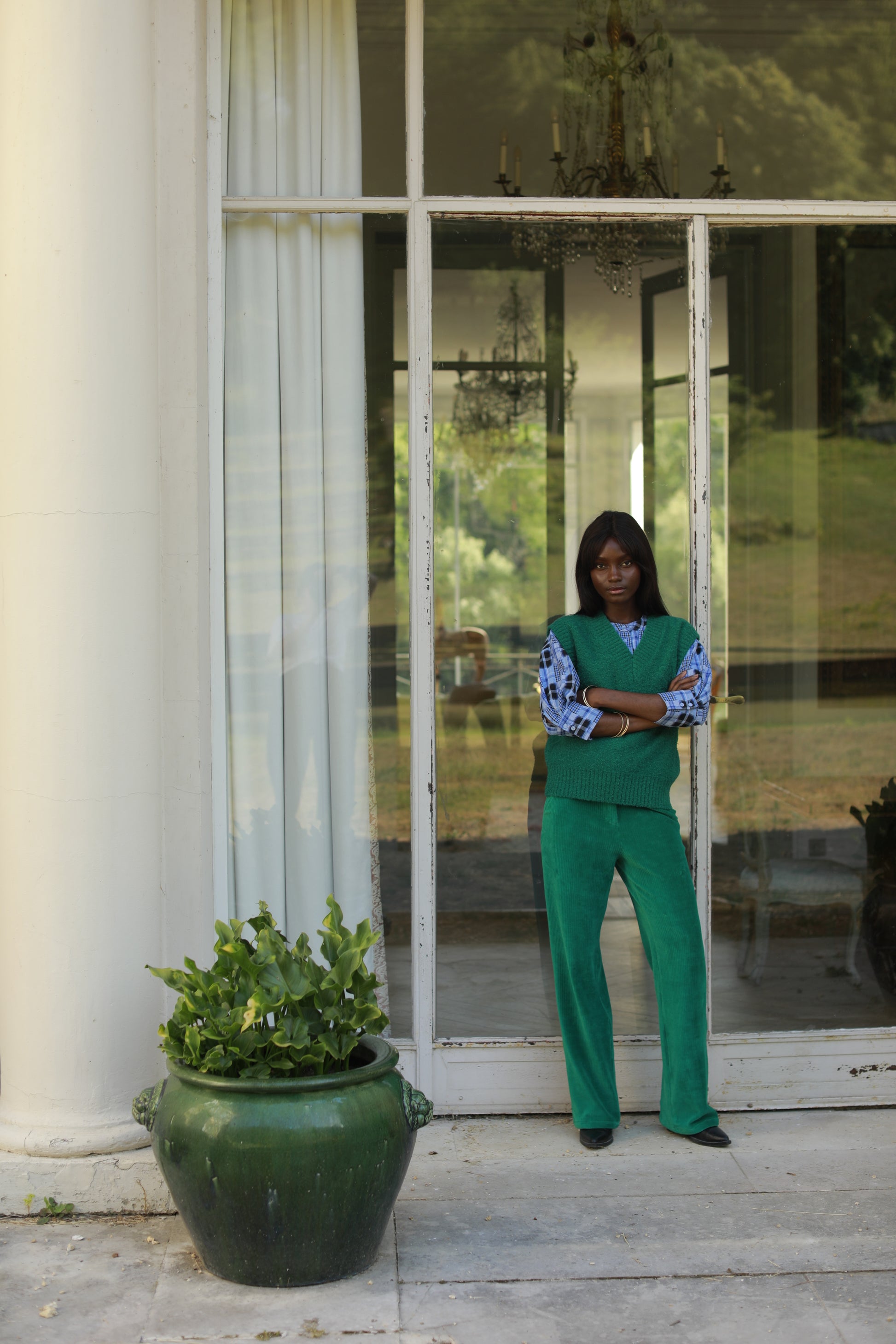 Pantalon Meredith droit en velours côtelé