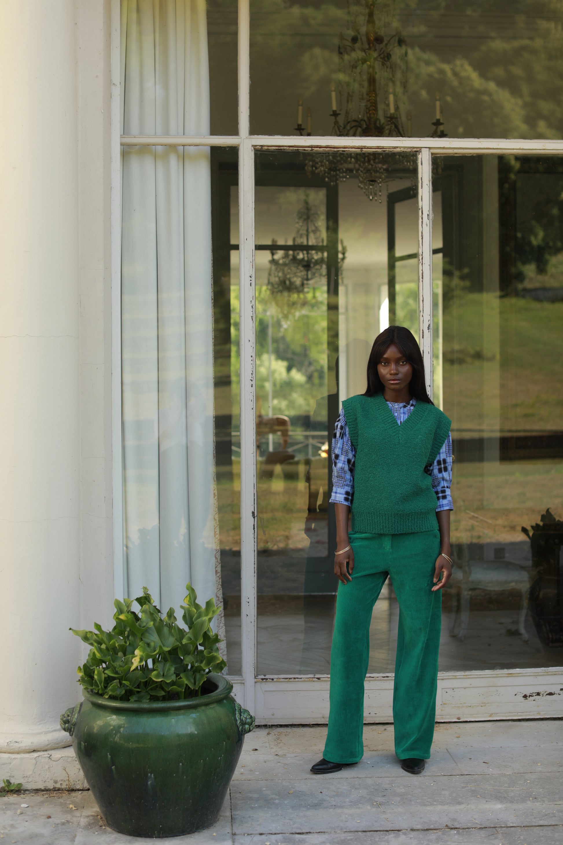 Pantalon Meredith droit en velours côtelé
