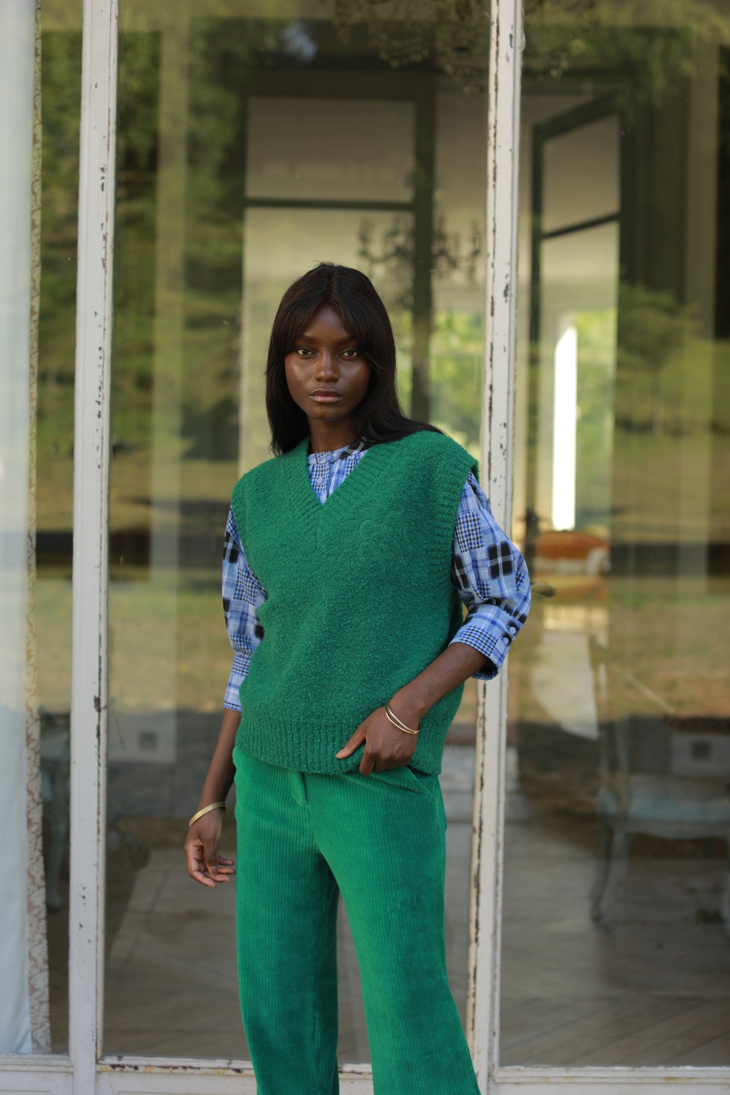 Pantalon Meredith droit en velours côtelé
