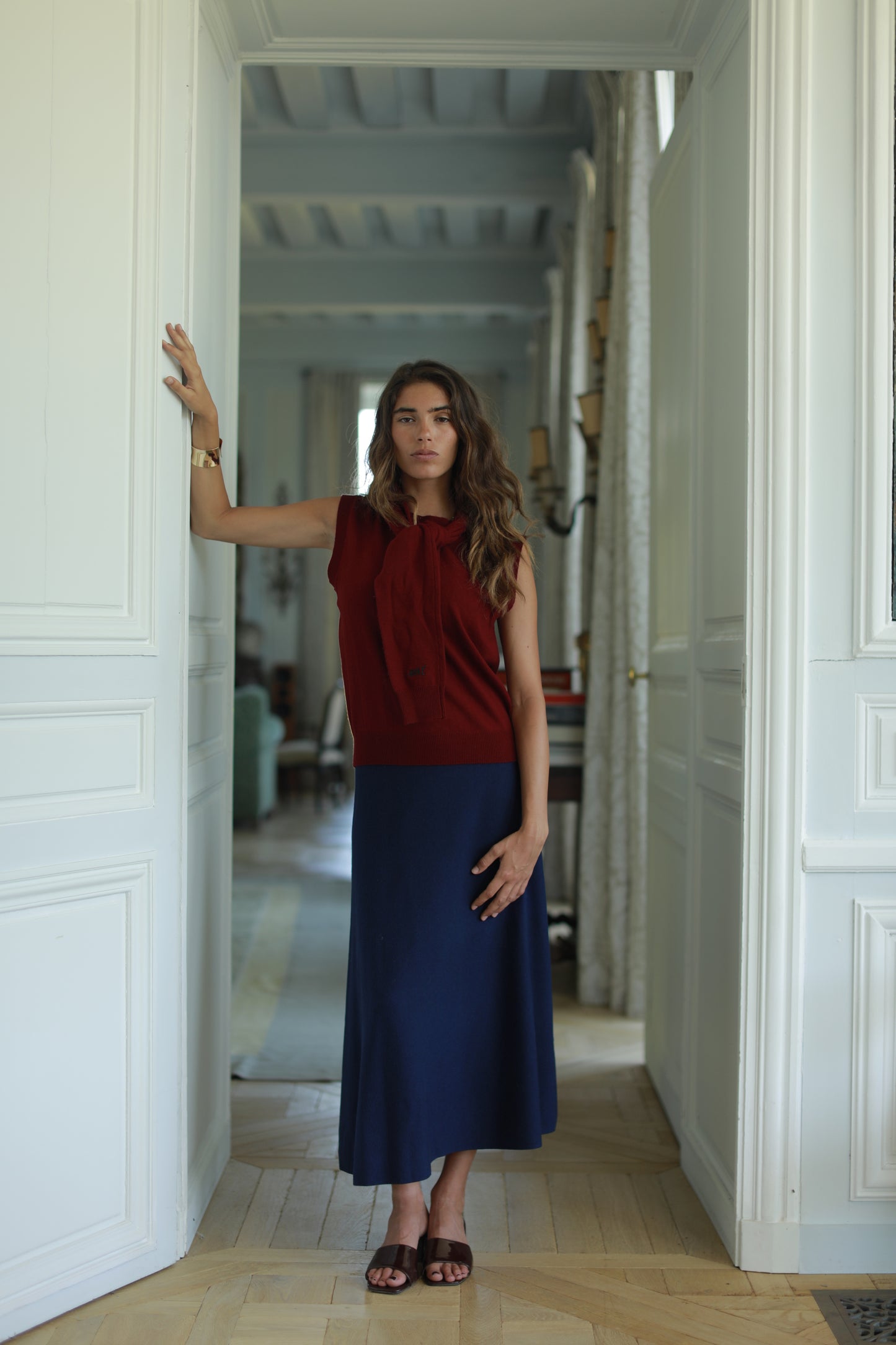 Jupe Callista longue fluide taille mi-haute