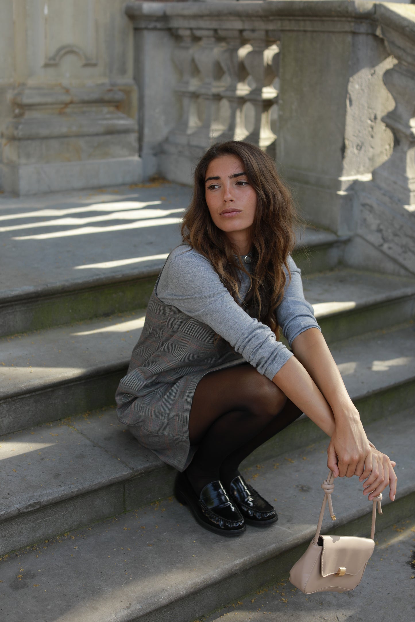 Robe Ashley courte sans manches pied de poule