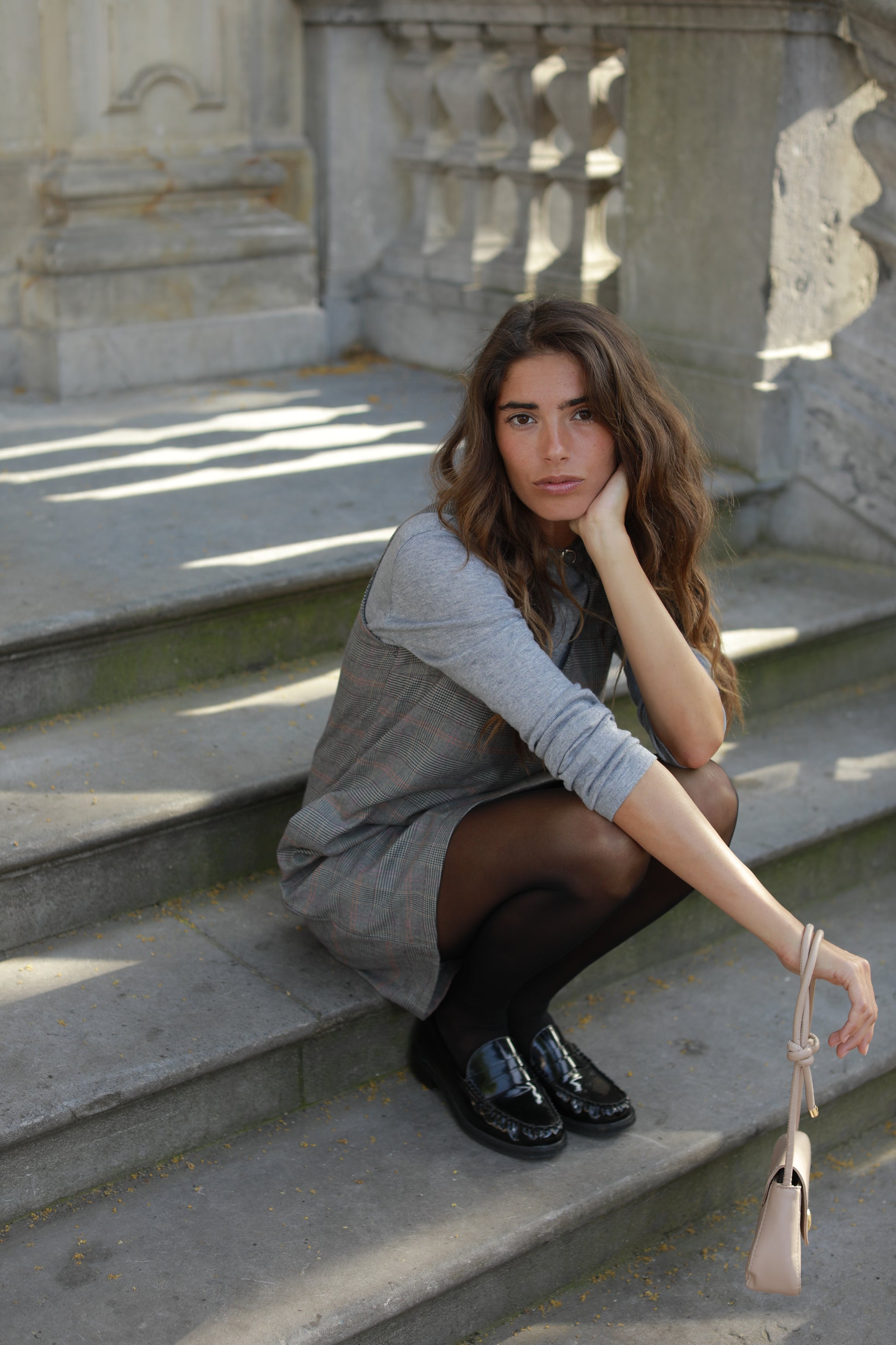 Robe Ashley courte sans manches pied de poule